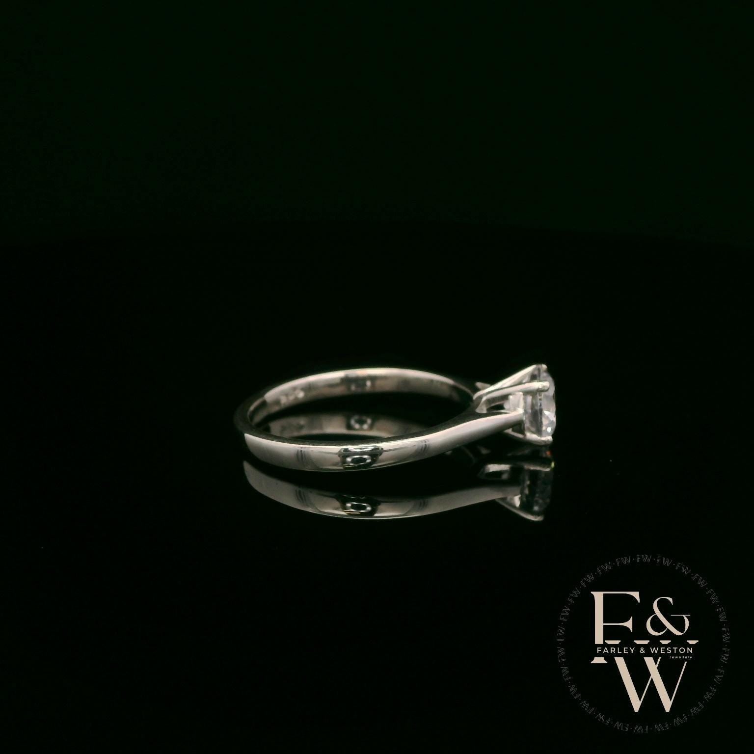 Solitaire Mossanite & Silver Engagement Ring