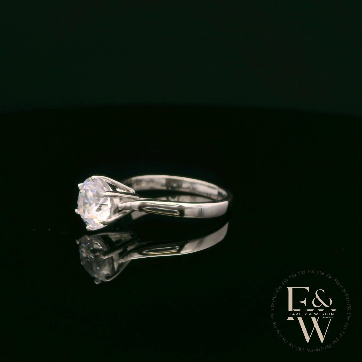 9ct White Gold and White Moissanite Single Stone Ring