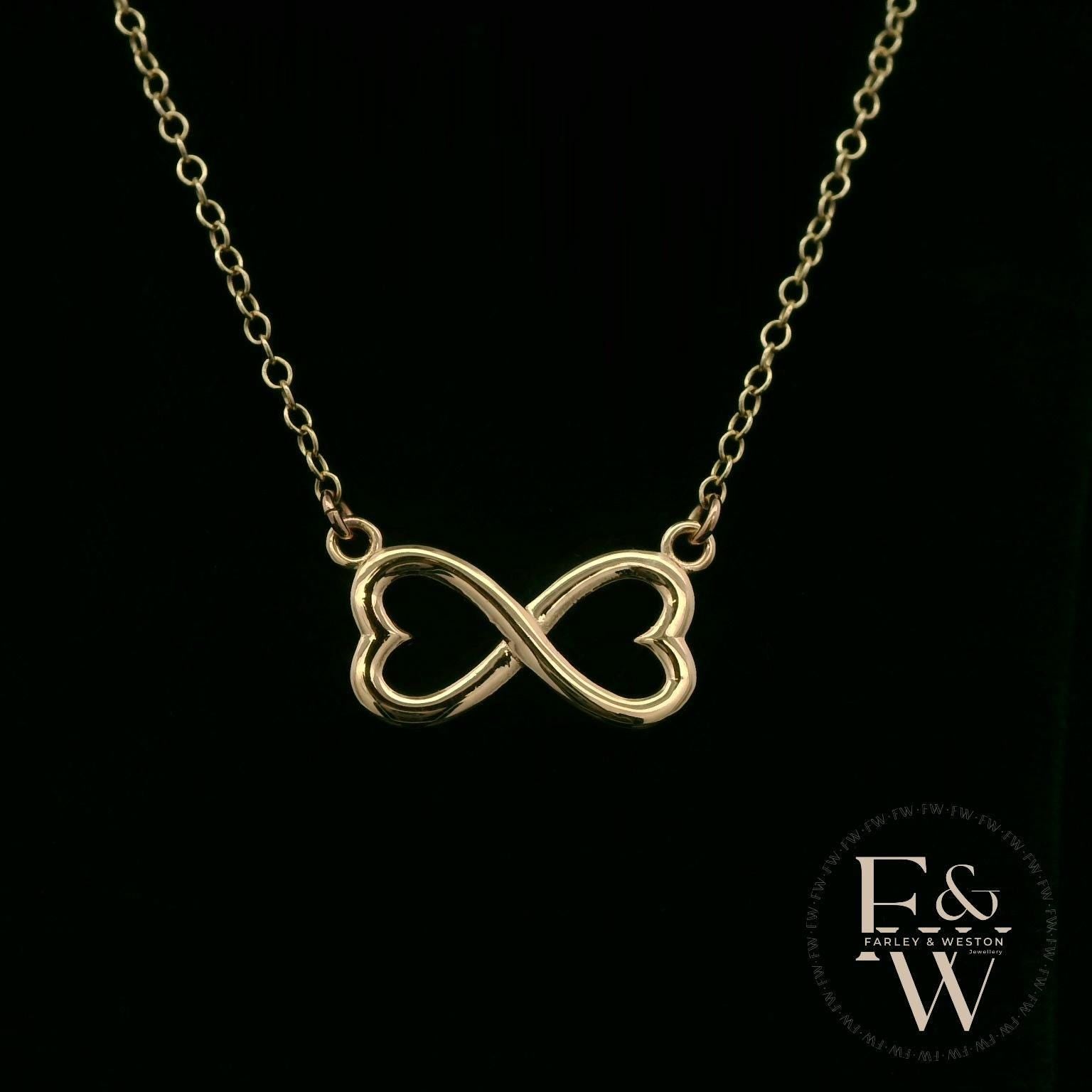 9ct Yellow Gold Infinity Heart Charm Pendant