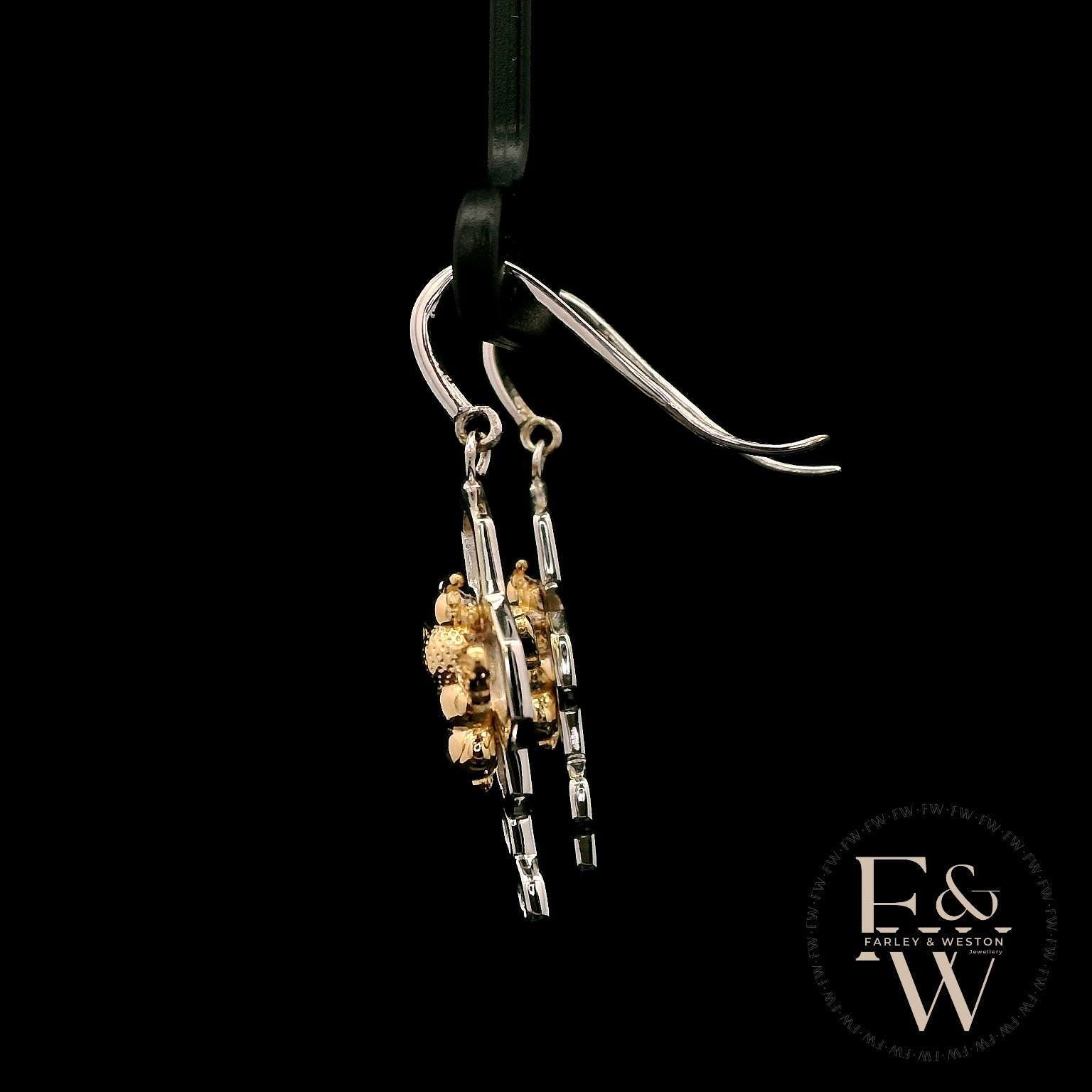 9ct White & Yellow Gold Bee-Inspired Earrings