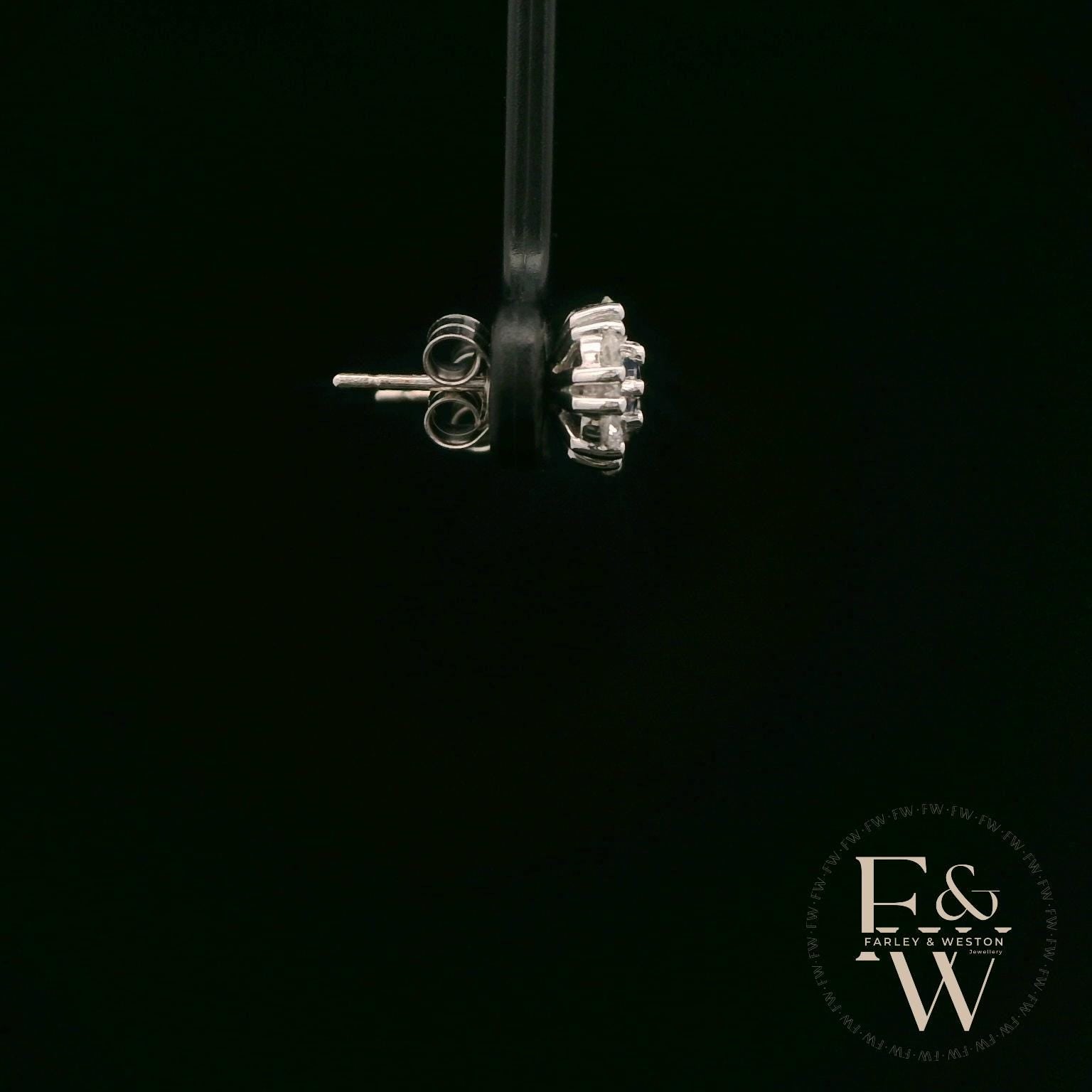 18ct White Gold Round-Cut Sapphire & Diamond Studs