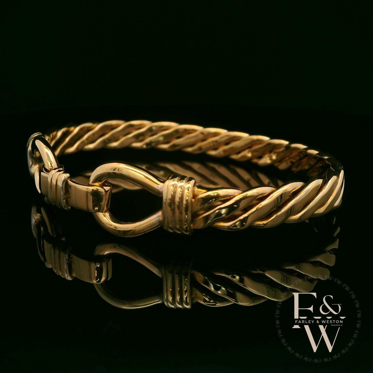 Twist Bangle Heavy Handmade 9ct Gold 27g UK Hallmarked
