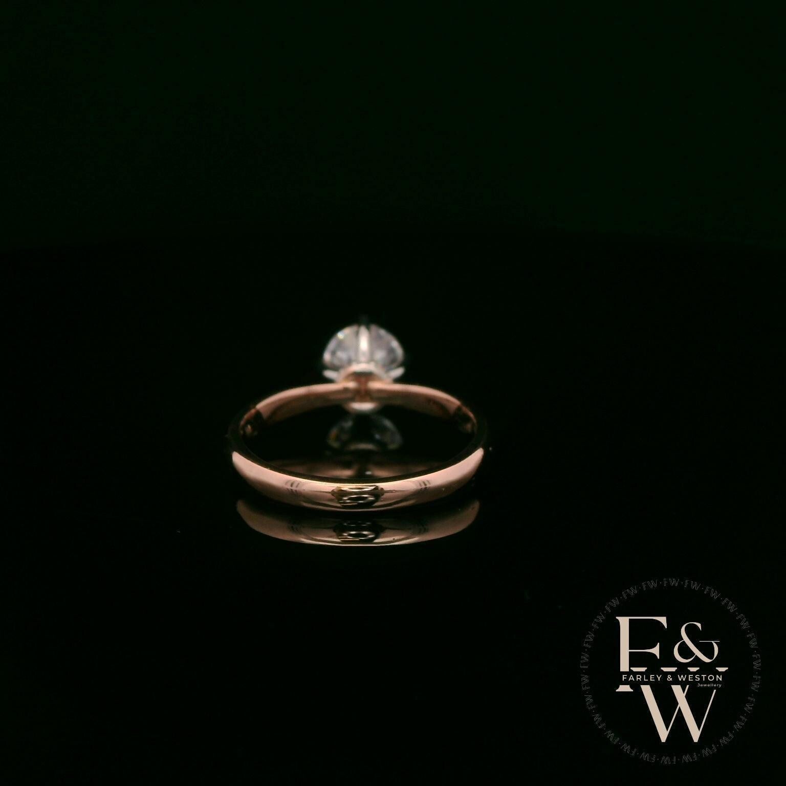9ct Rose Gold Lab Grown Diamond Single Stone with Bezel Set Head Ring