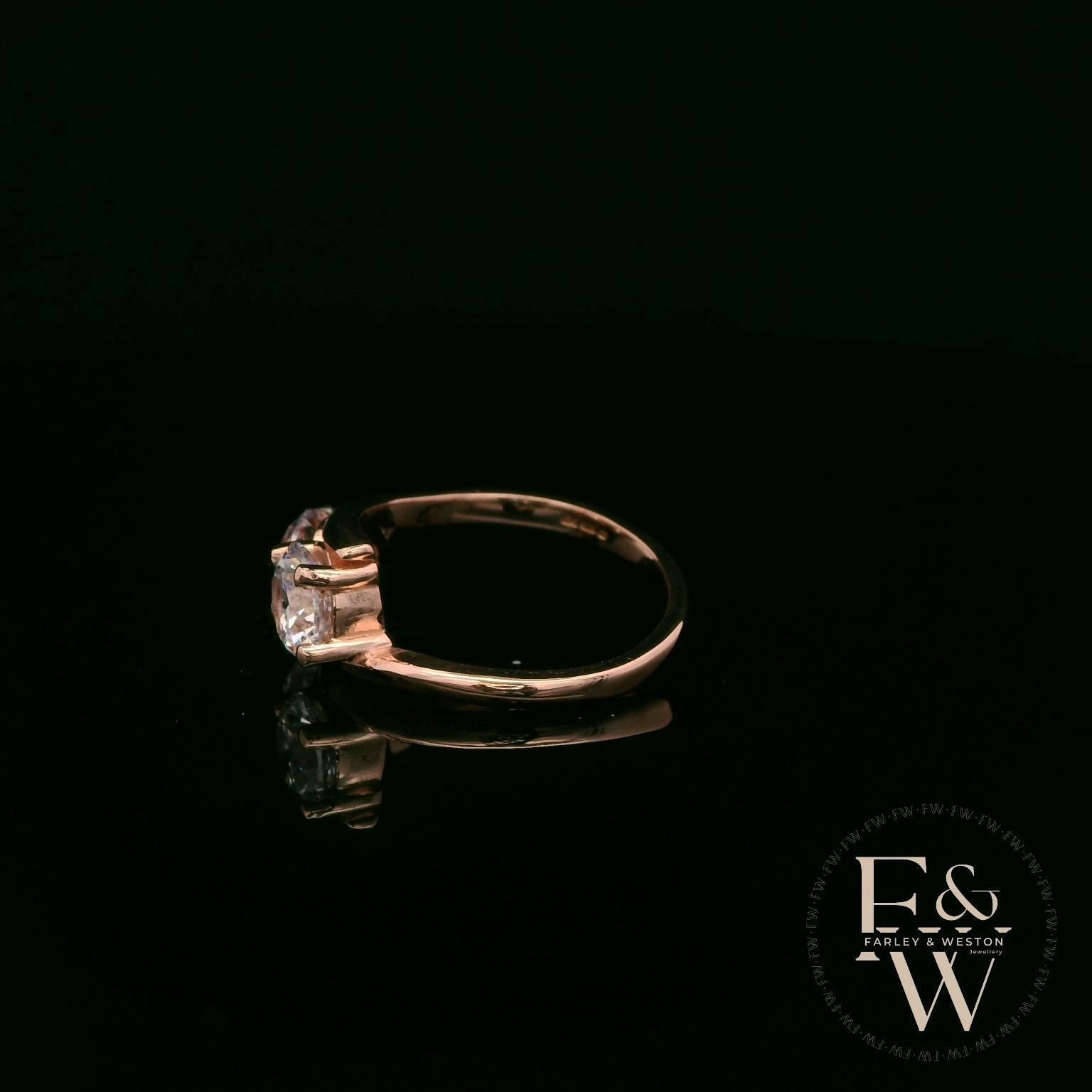 Double Moissanite & 9ct Rose Gold Ring