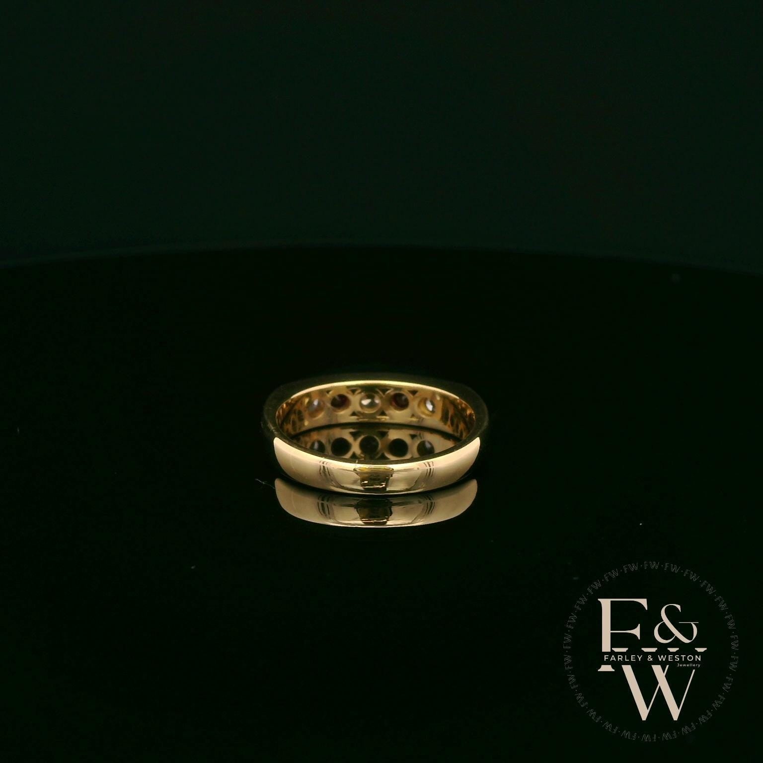 18ct Yellow Gold Round-Cut Ruby & Diamond Set Ring