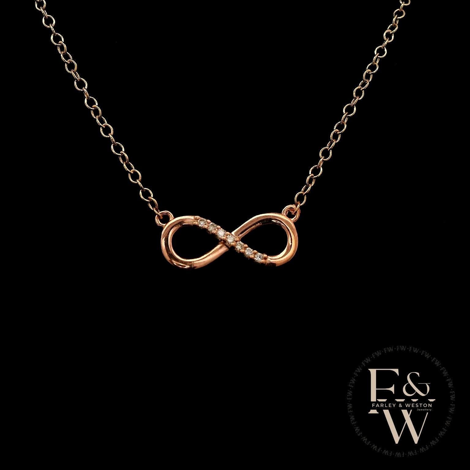 9ct Rose Gold Infinity Moissanite Pendant