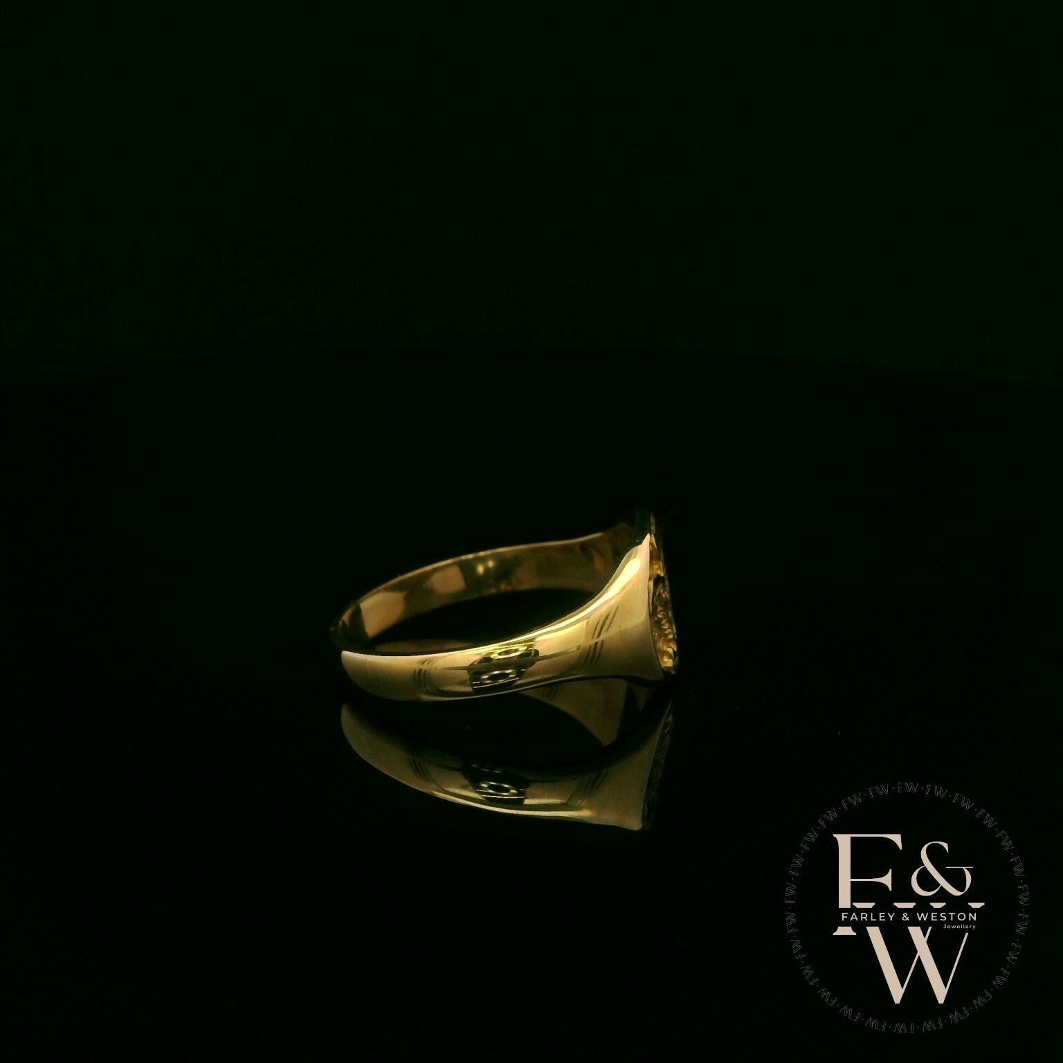 9ct Yellow Gold Welsh Feather Signet Ring