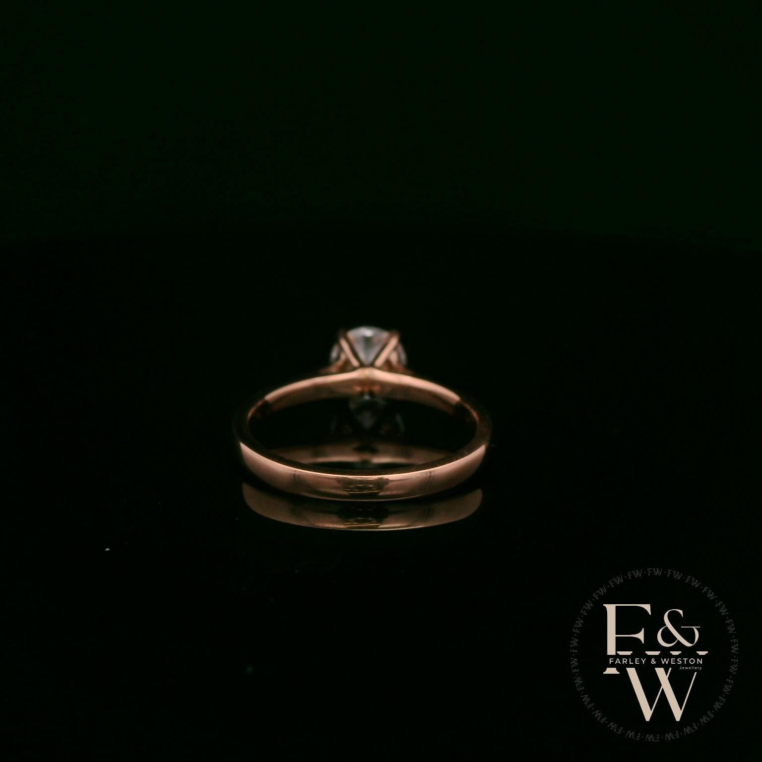 9ct Rose Gold White Moissanite Single Stone Ring