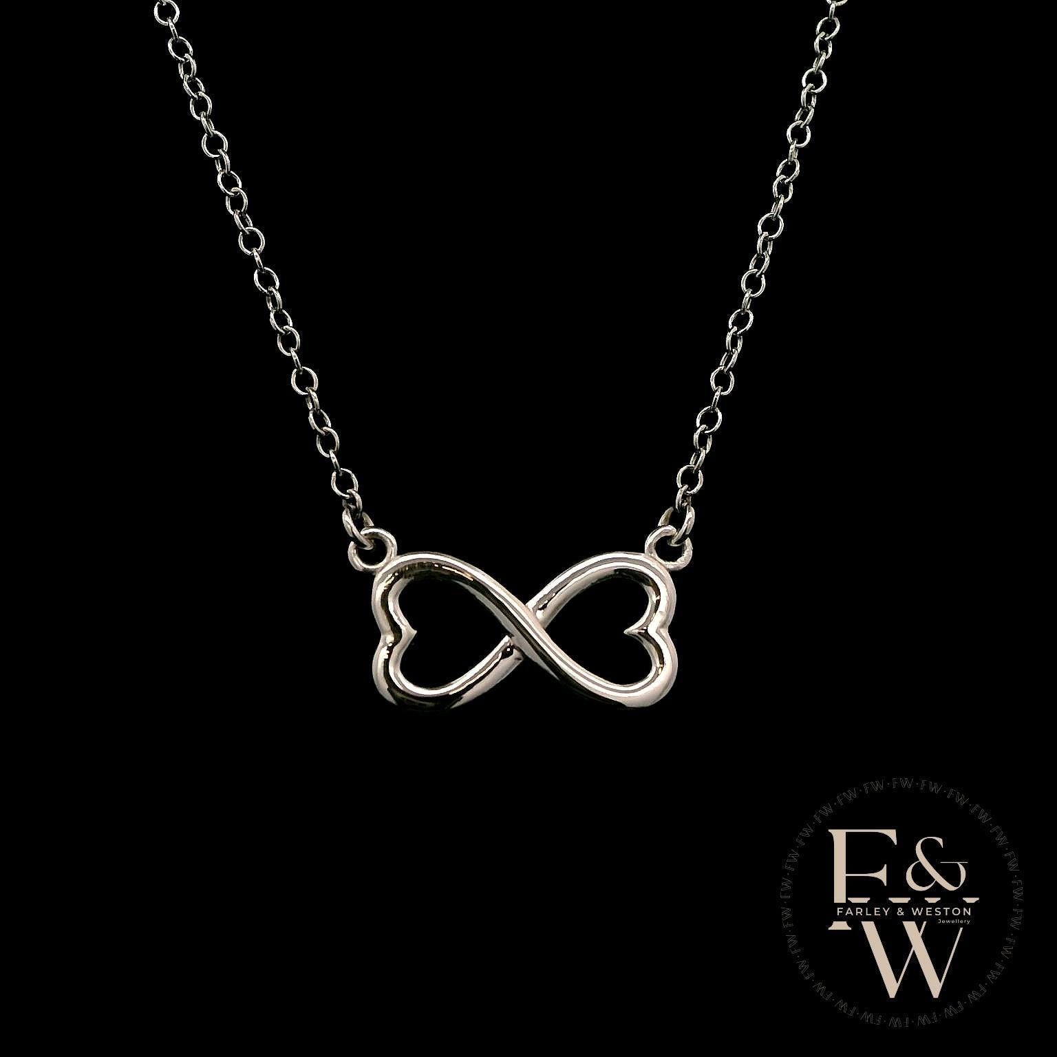 9ct White Gold Infinity Heart Charm Pendant