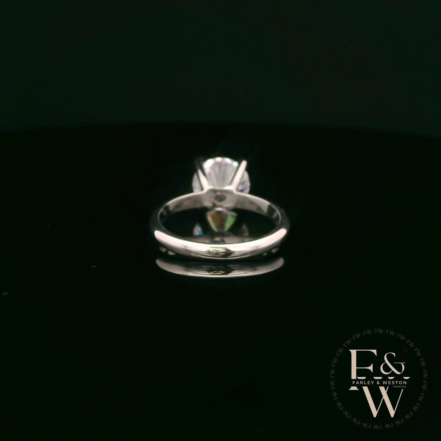 9ct White Gold Large Single Stone White Moissanite Ring