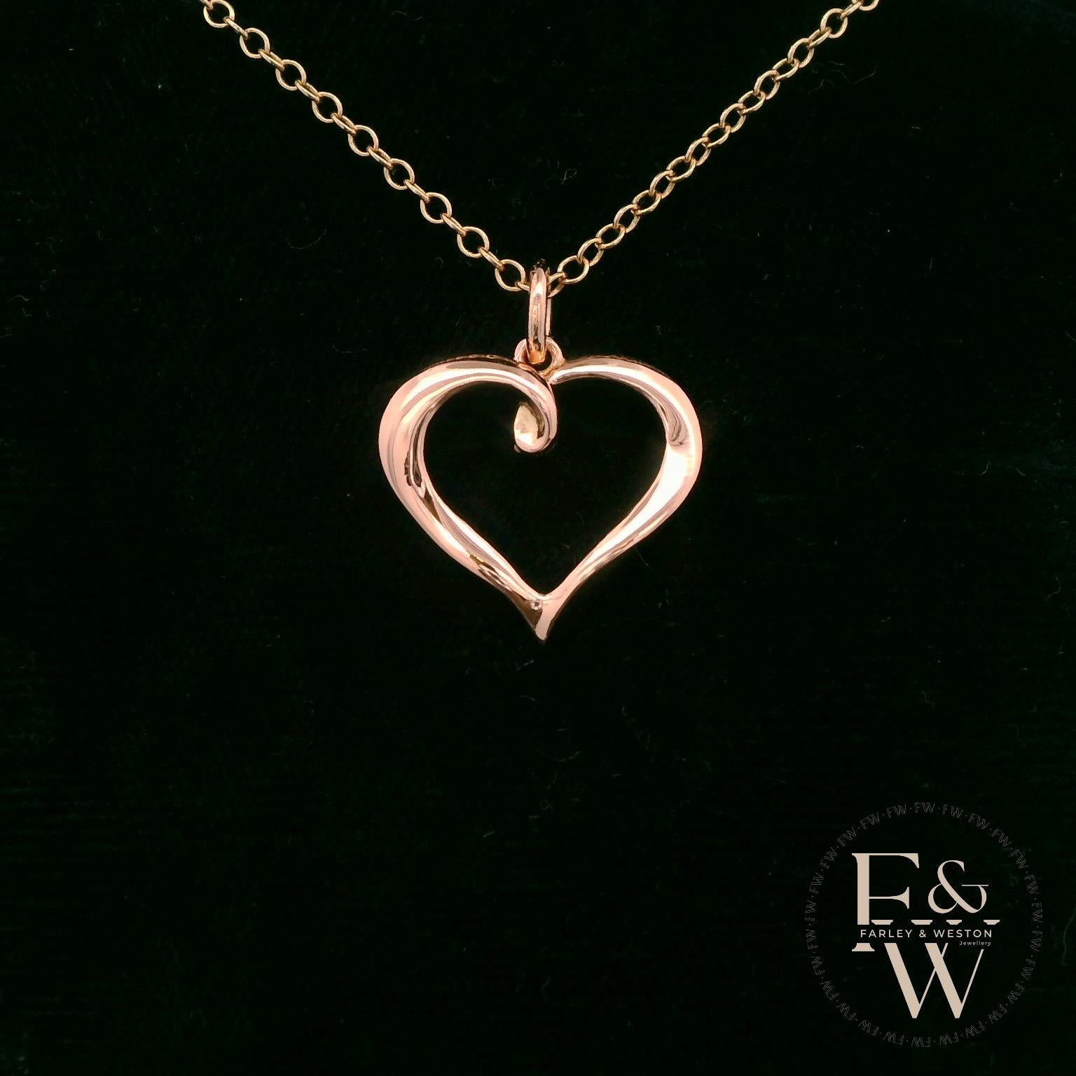 9ct Rose Gold Small Plain Heart Pendant