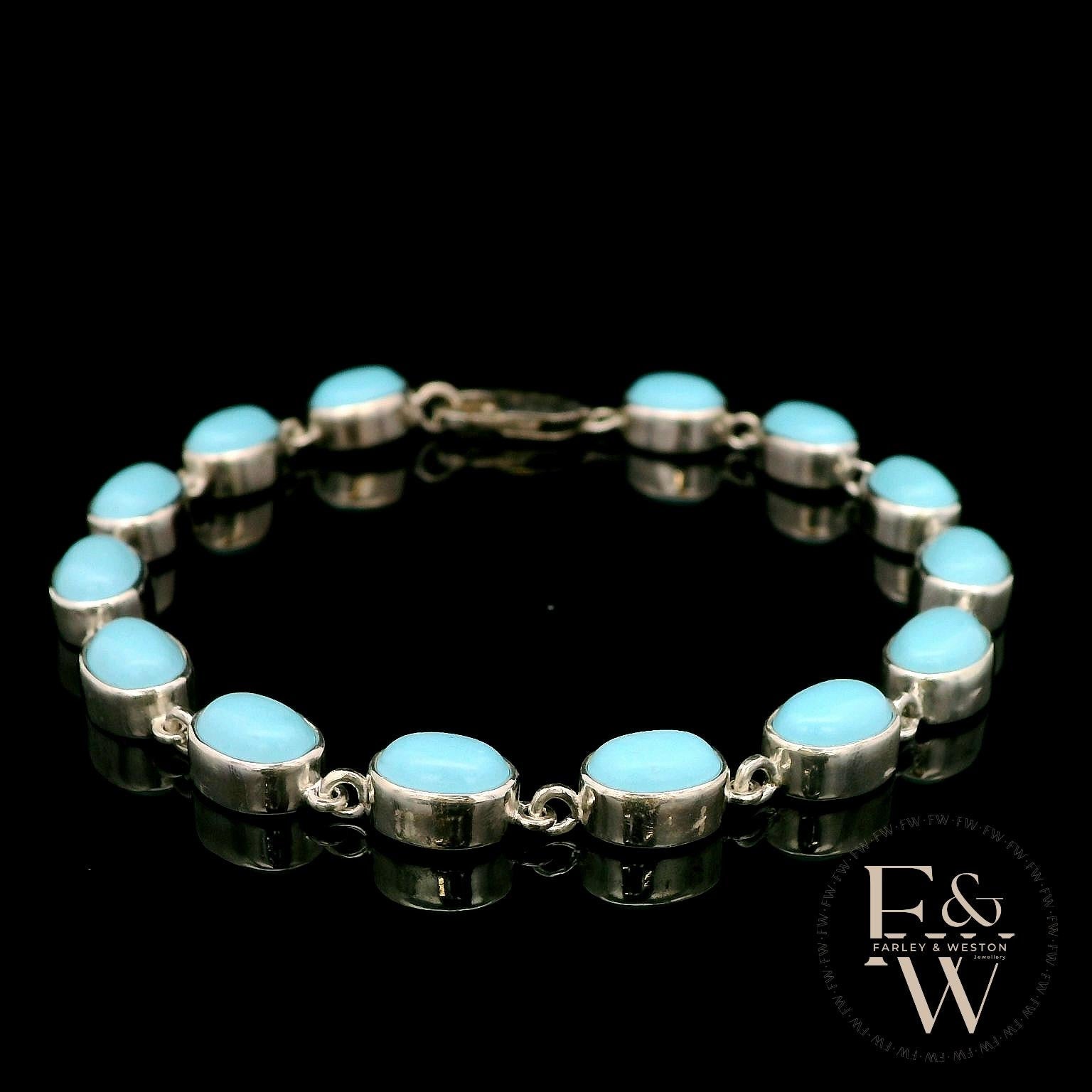 Sterling Silver Oval Turquoise Bracelet