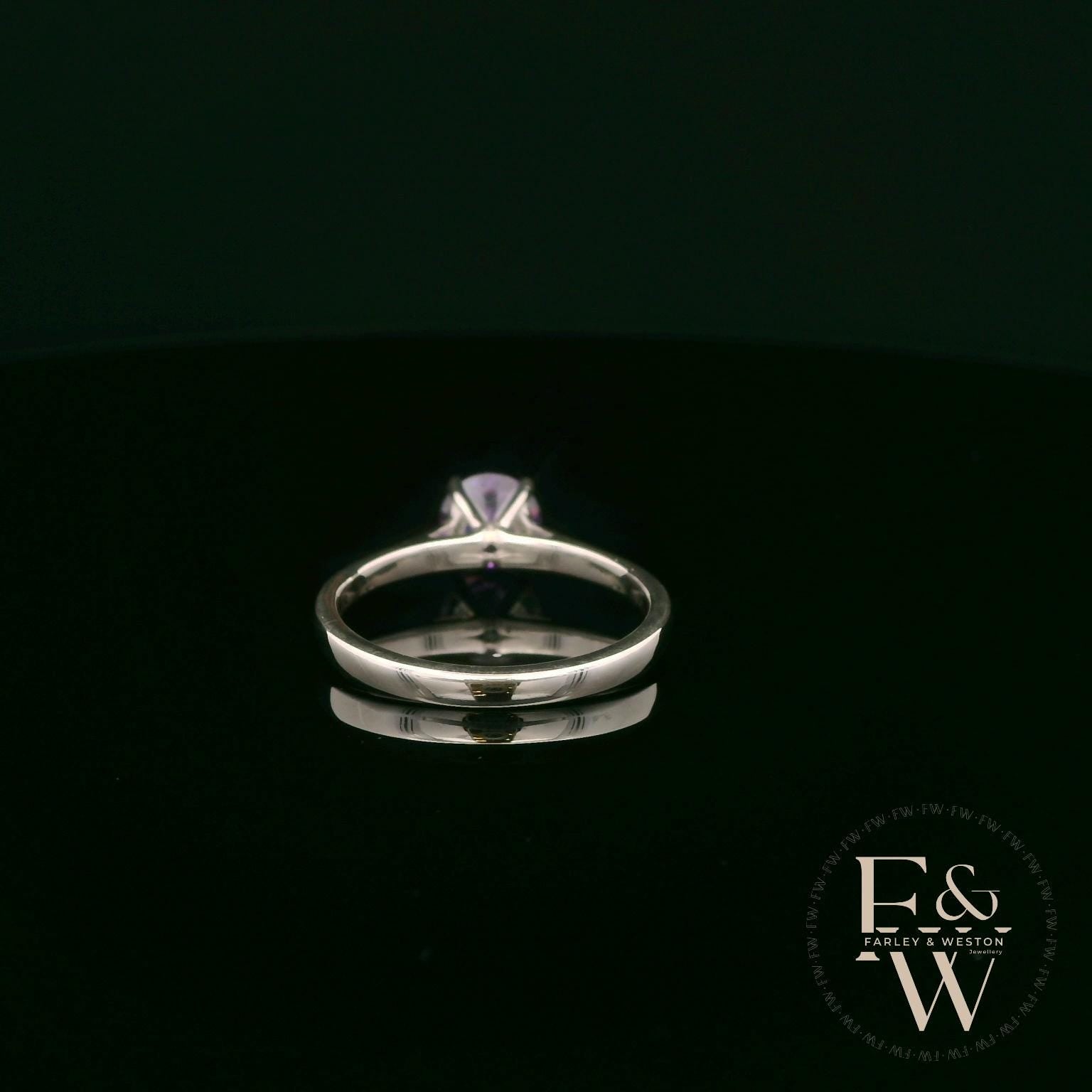 Solitaire Amethyst & Silver Engagement Ring