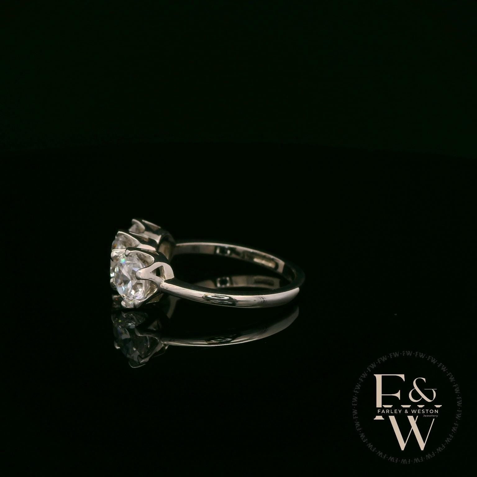 9ct White Gold & Three Stone Moissanite Ring