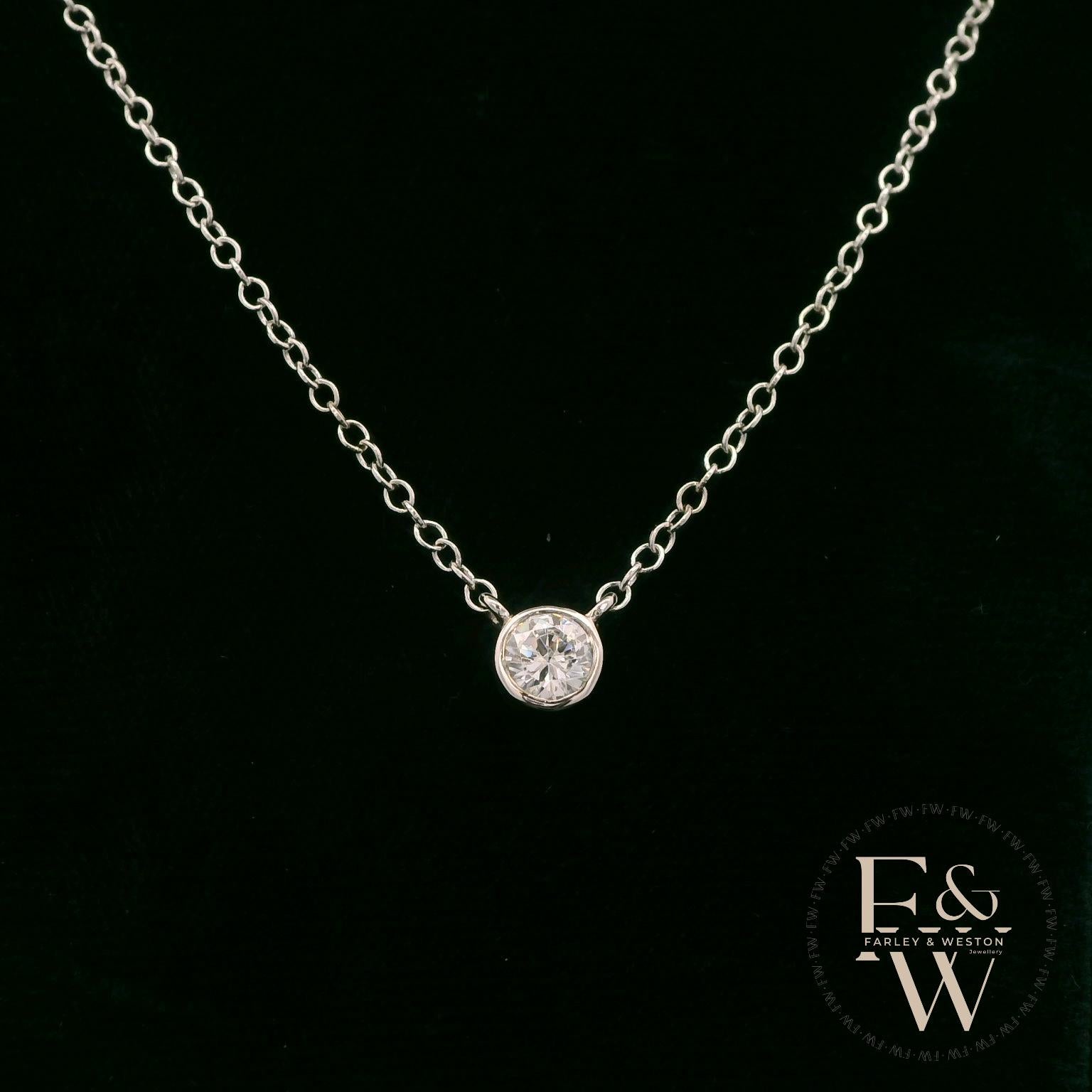 9ct White Gold Single Stone Moissanite Necklace
