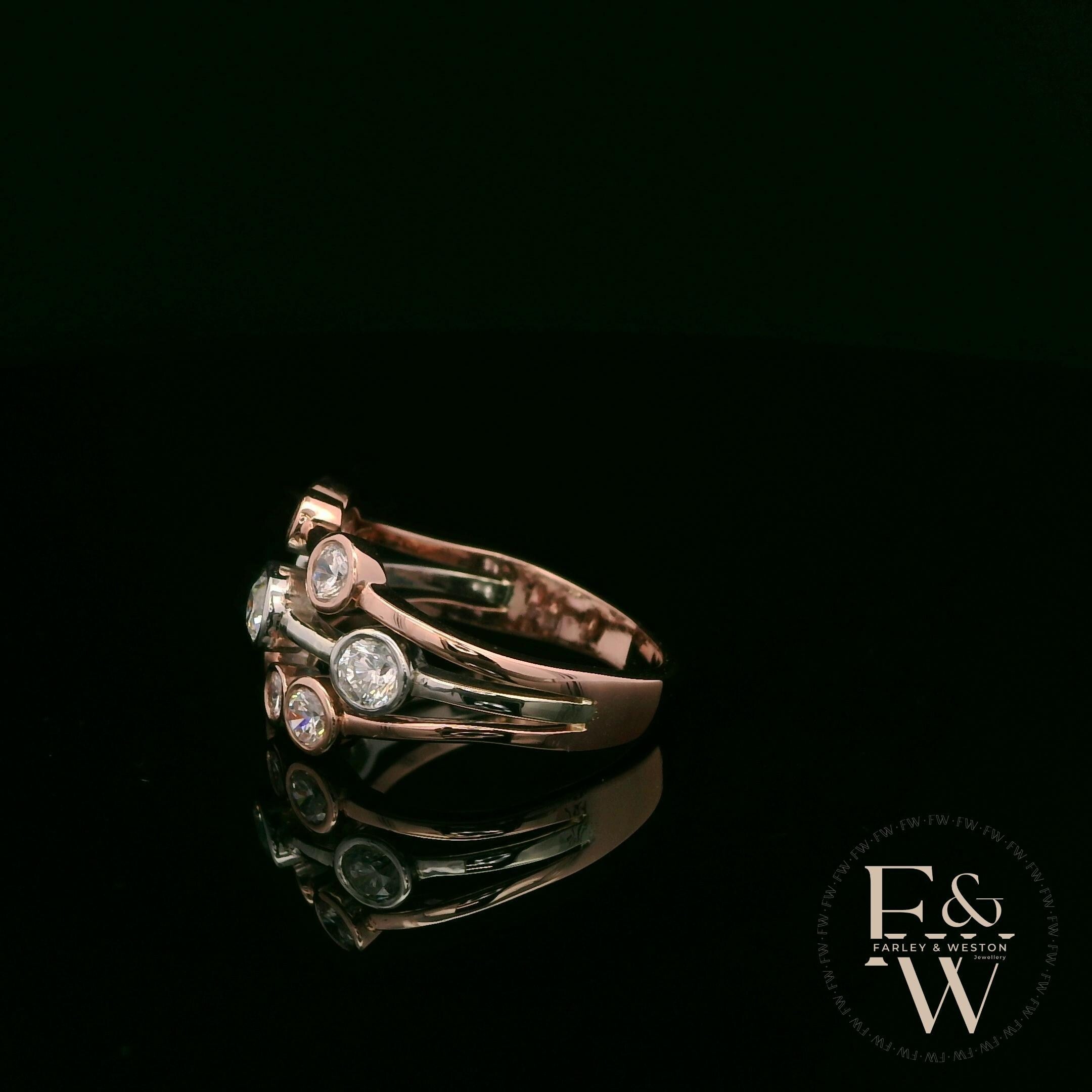 Diamond Unique 9ct Rose and White Gold Raindance Ring