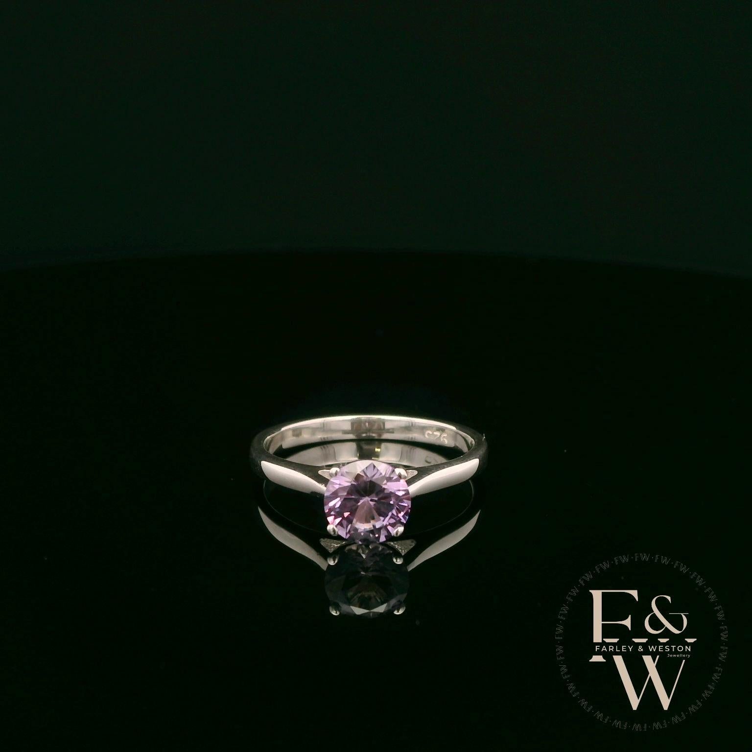 Solitaire Alexandrite & Silver Engagement Ring