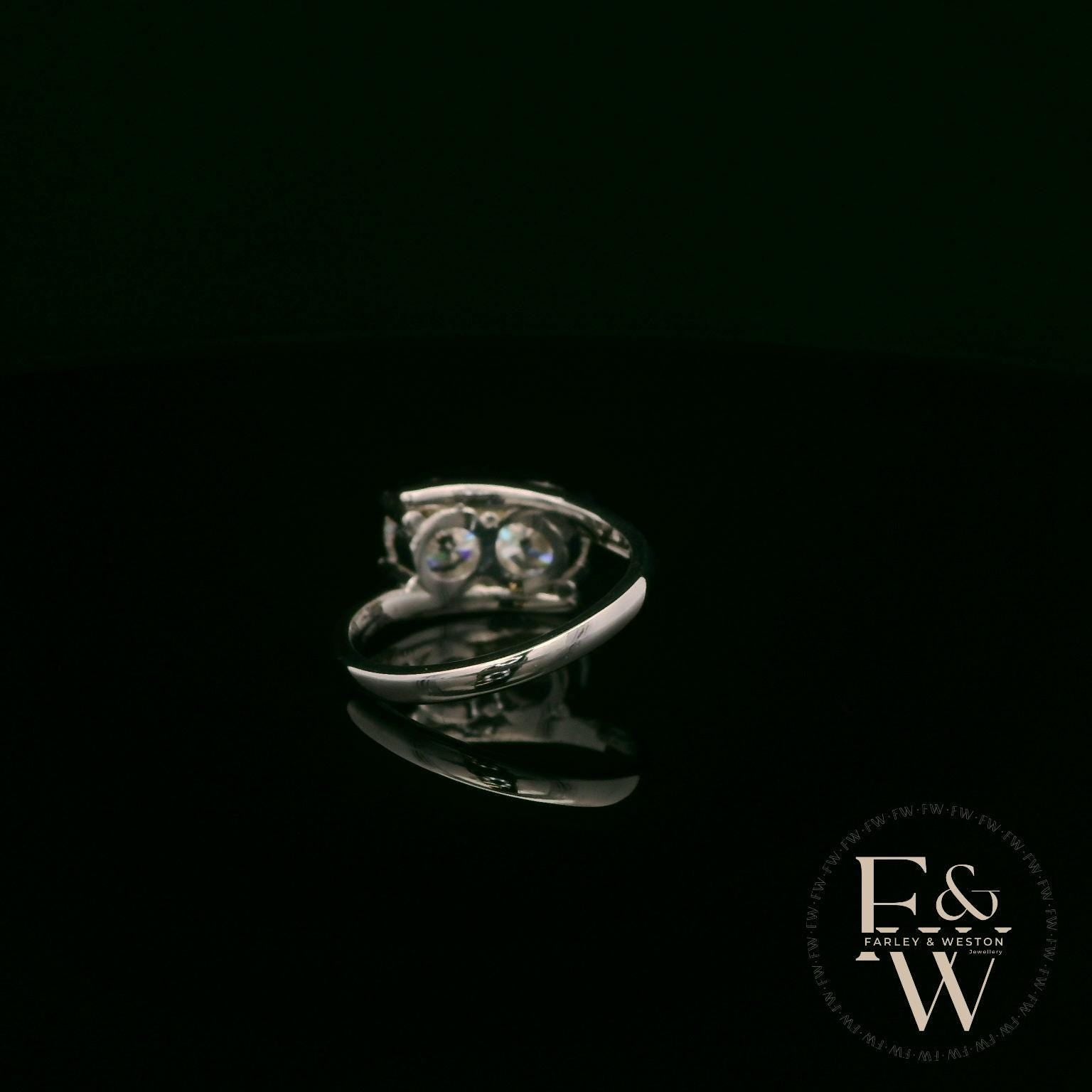 Double Moissanite & 9ct White Gold Ring