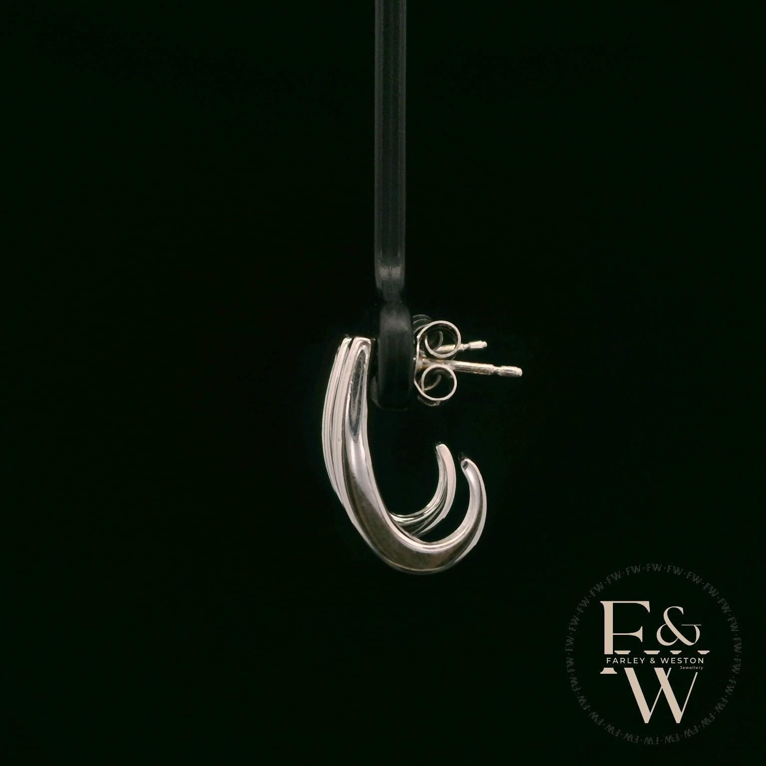 9ct White Gold & Round-Cut Diamond Earrings