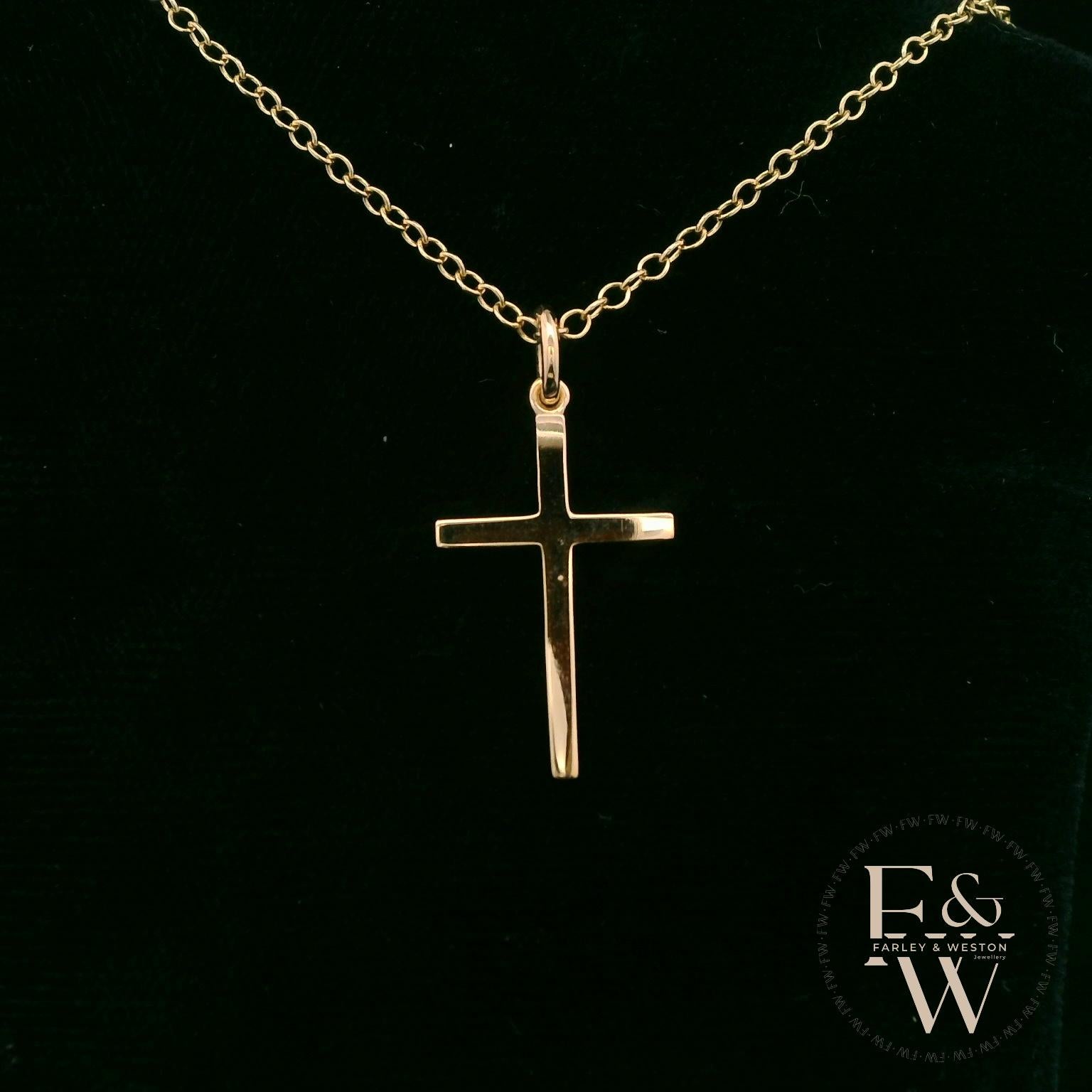 9ct Yellow Gold Small Plain Cross Pendant