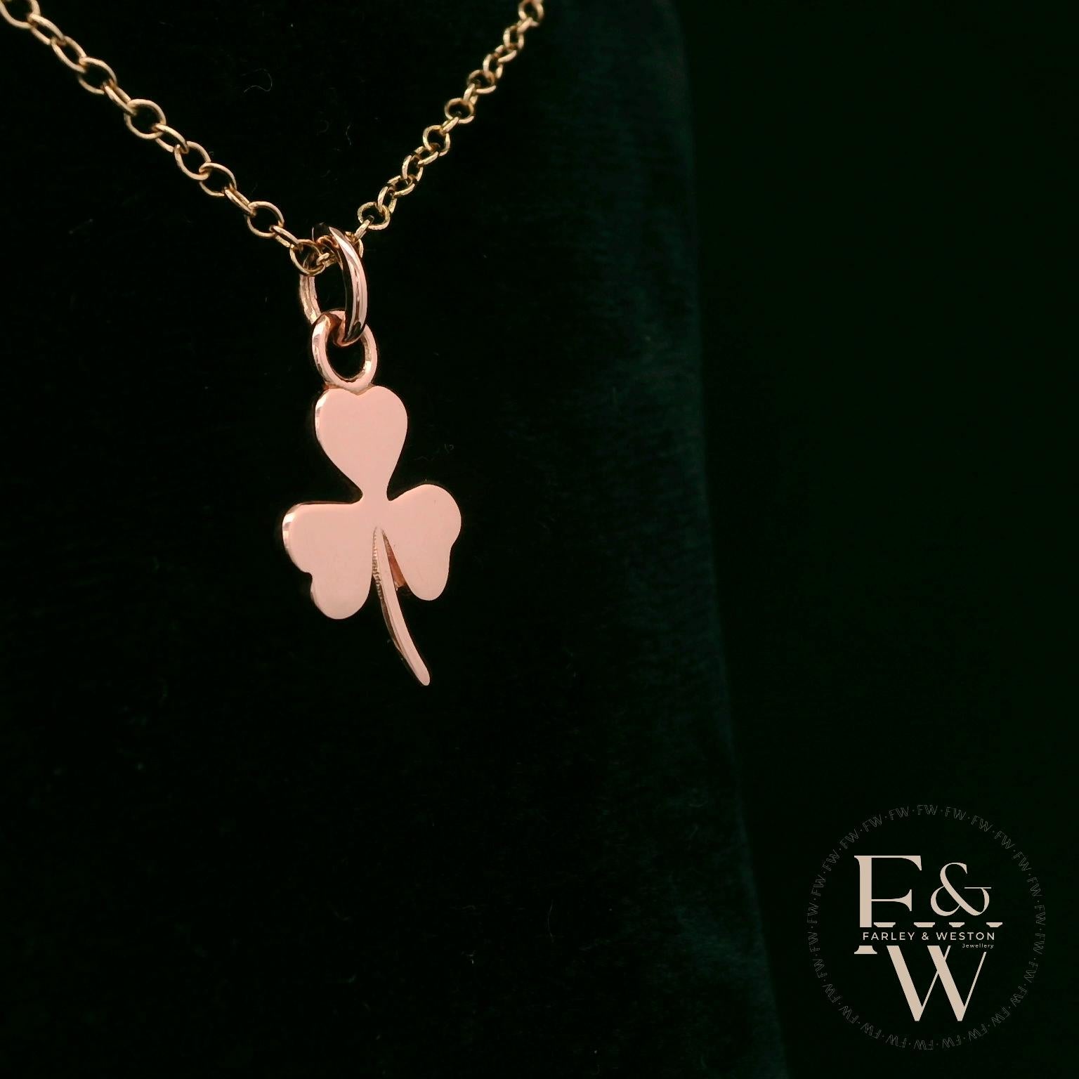 9ct Rose Gold 3 Leaf Clover Pendant