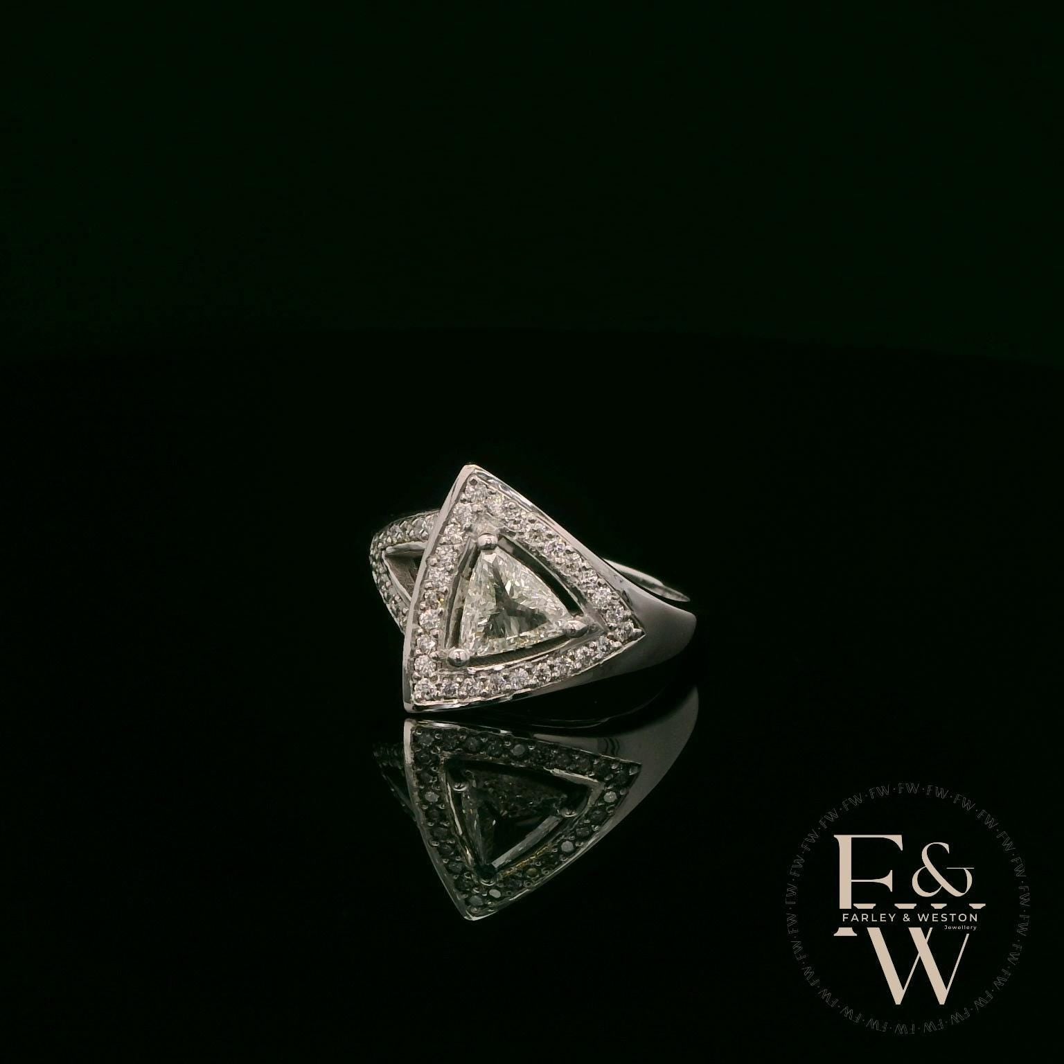18ct White Gold Trillion-Cut Diamond Cluster Ring