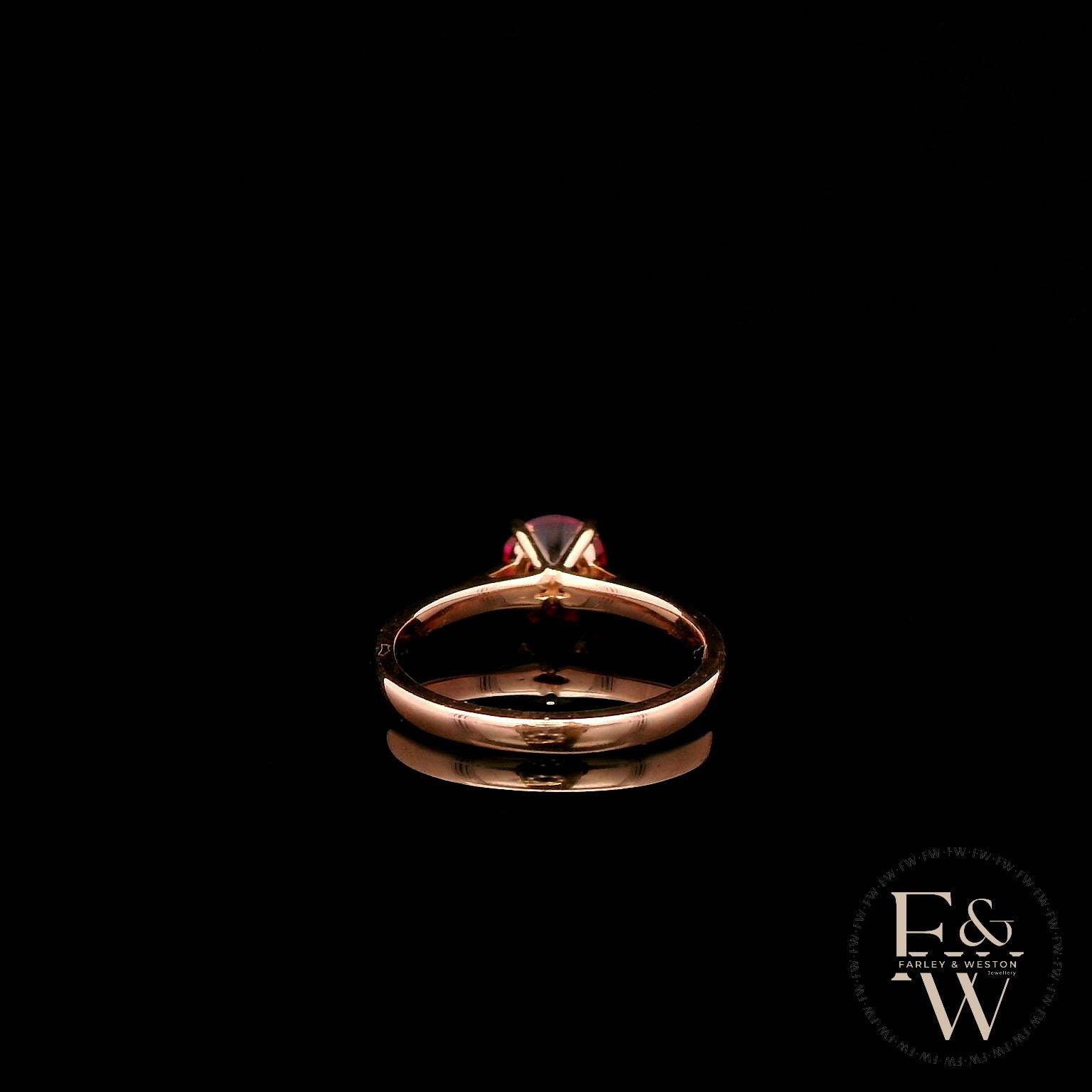 9ct Rose Gold Ruby CZ Solitaire Ring
