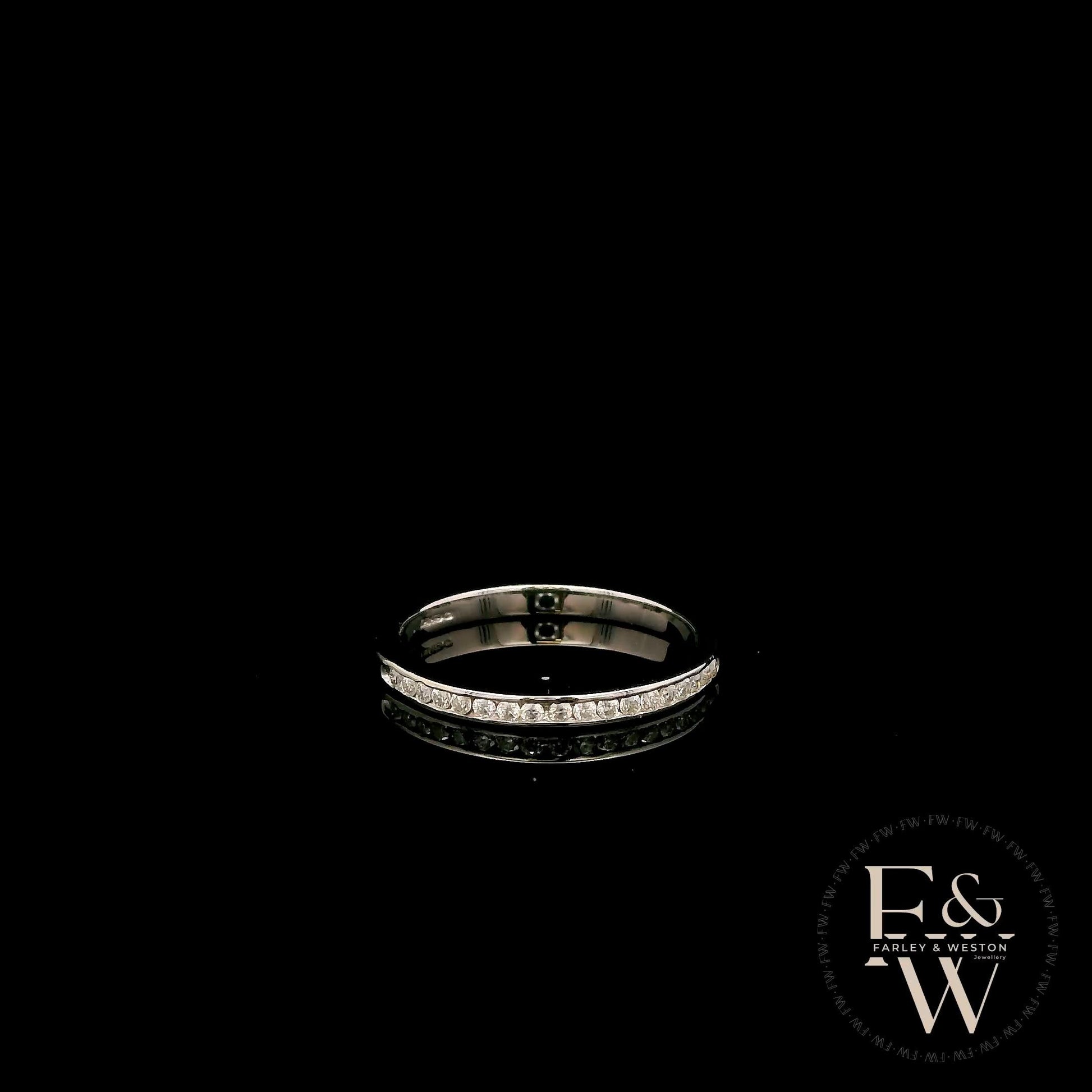 9ct White Gold Channel Set White Moissanite Half-Eternity Ring