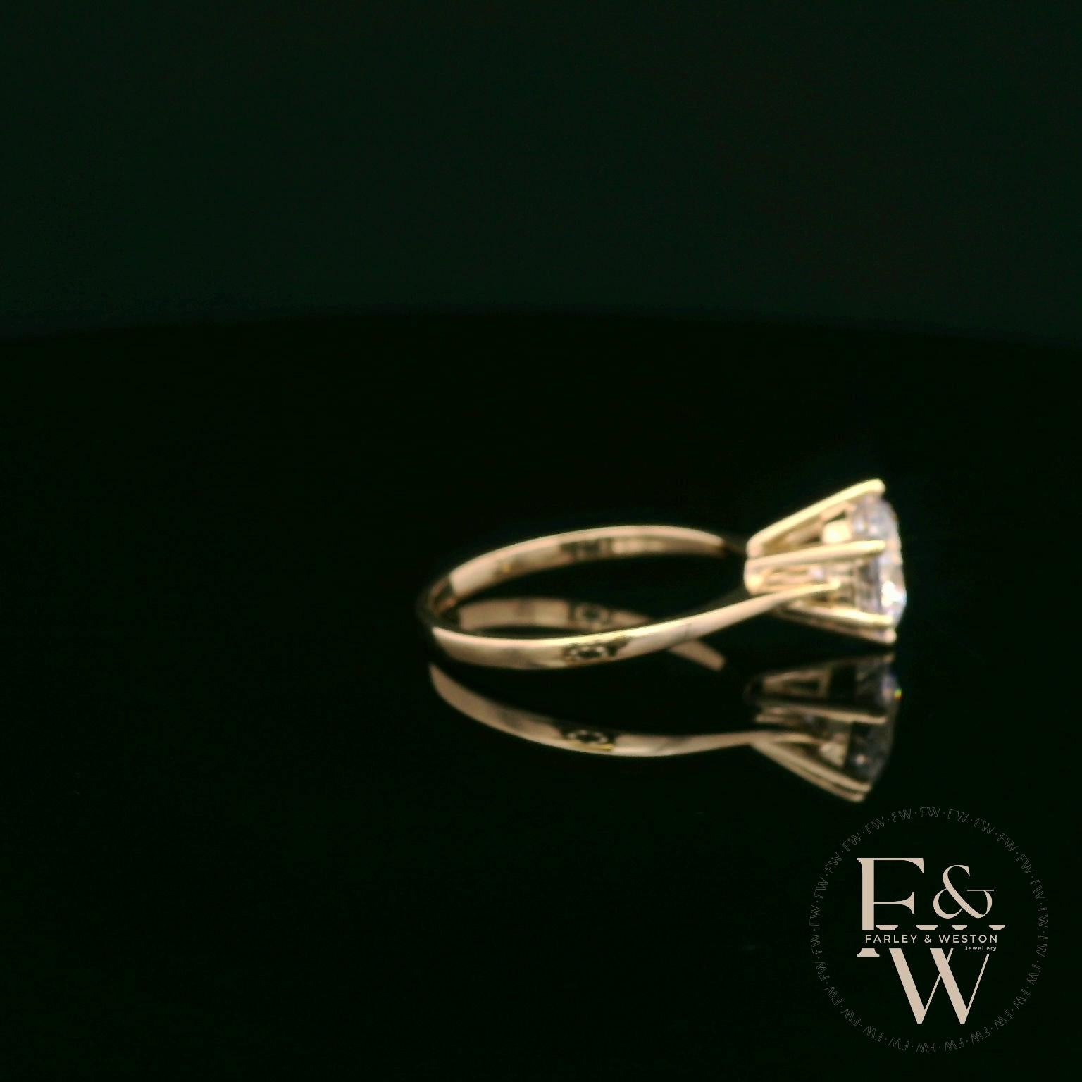 9ct Yellow Gold White Moissanite Single Stone Ring