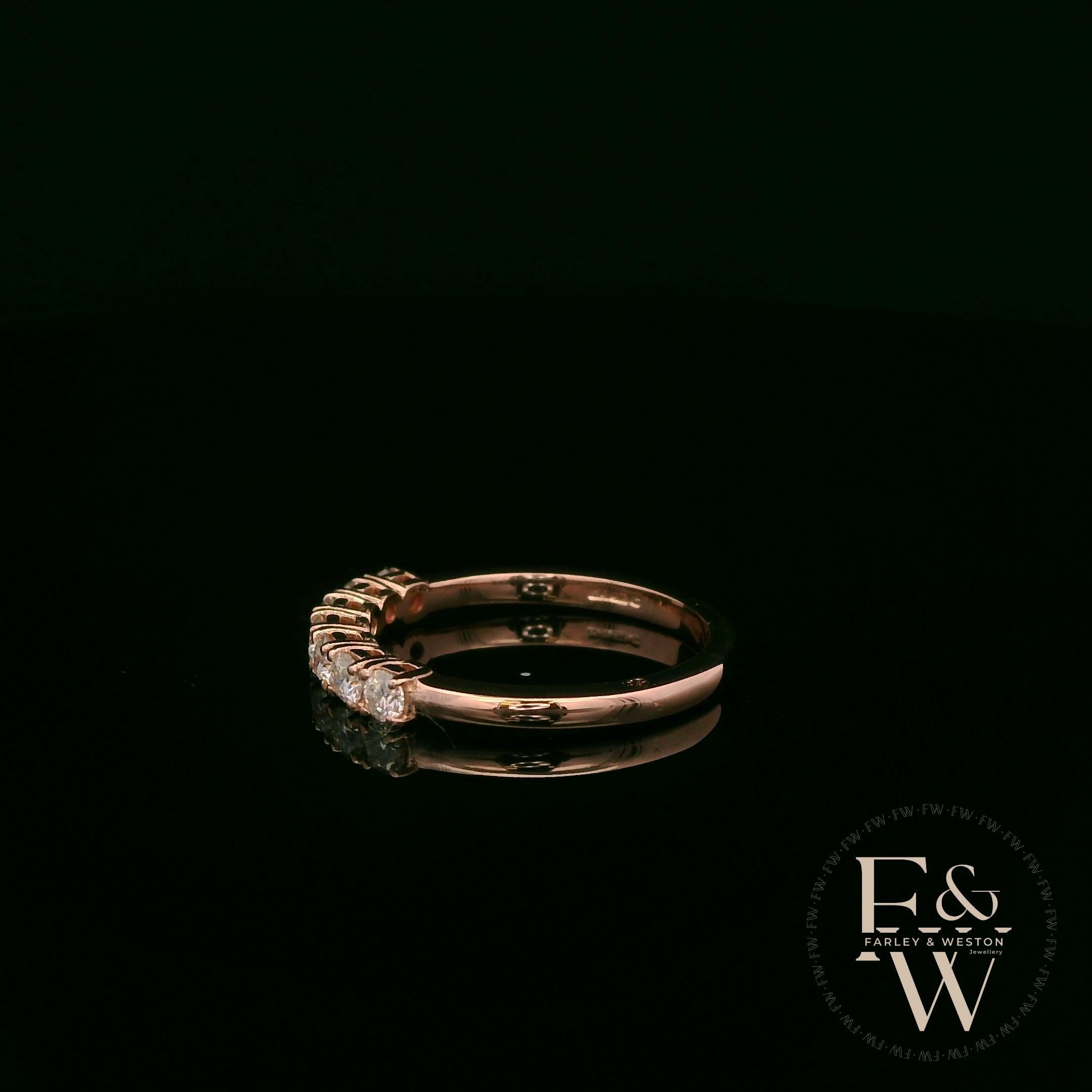 9ct Rose Gold White Moissanite Half Eternity Ring