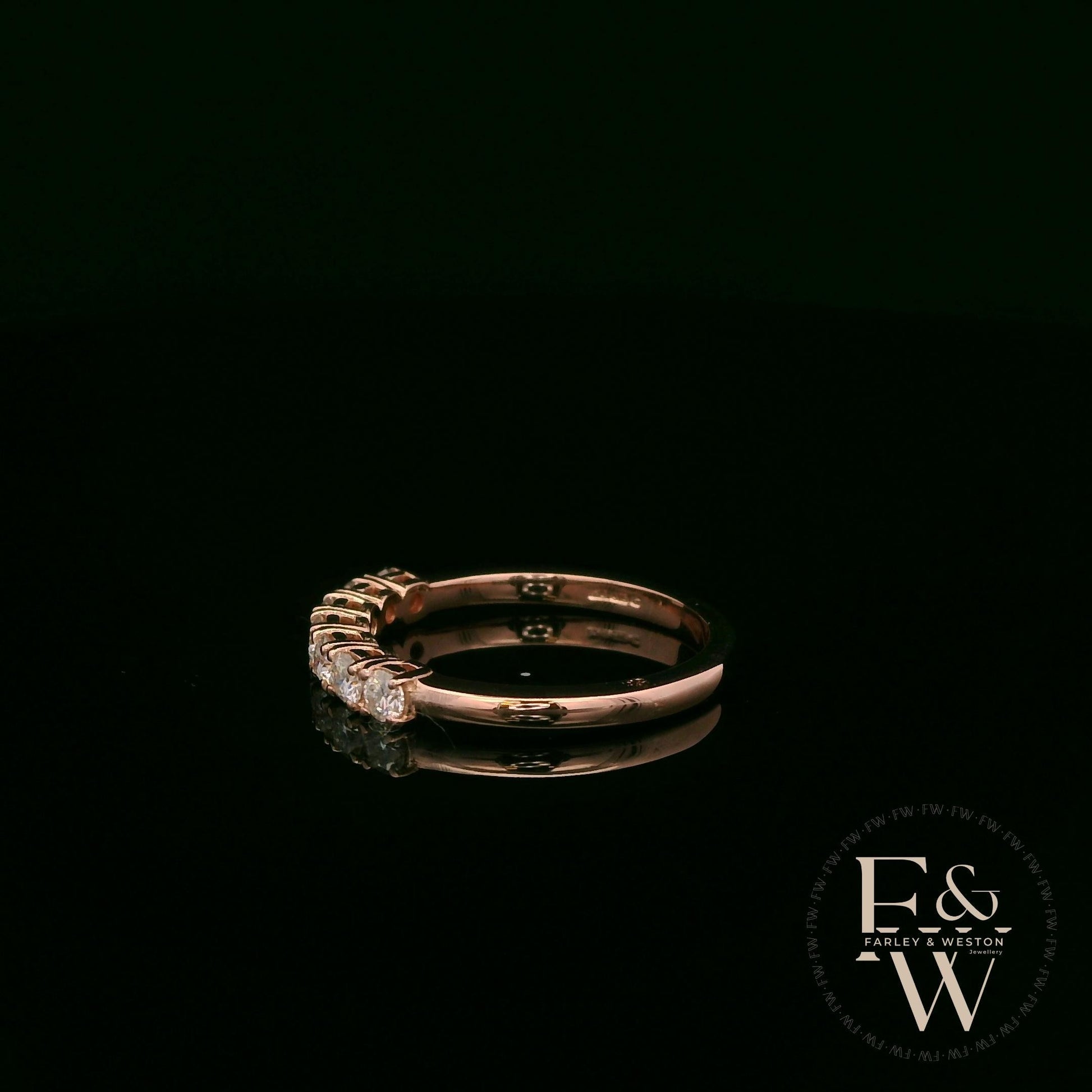 9ct Rose Gold White Moissanite Half Eternity Ring