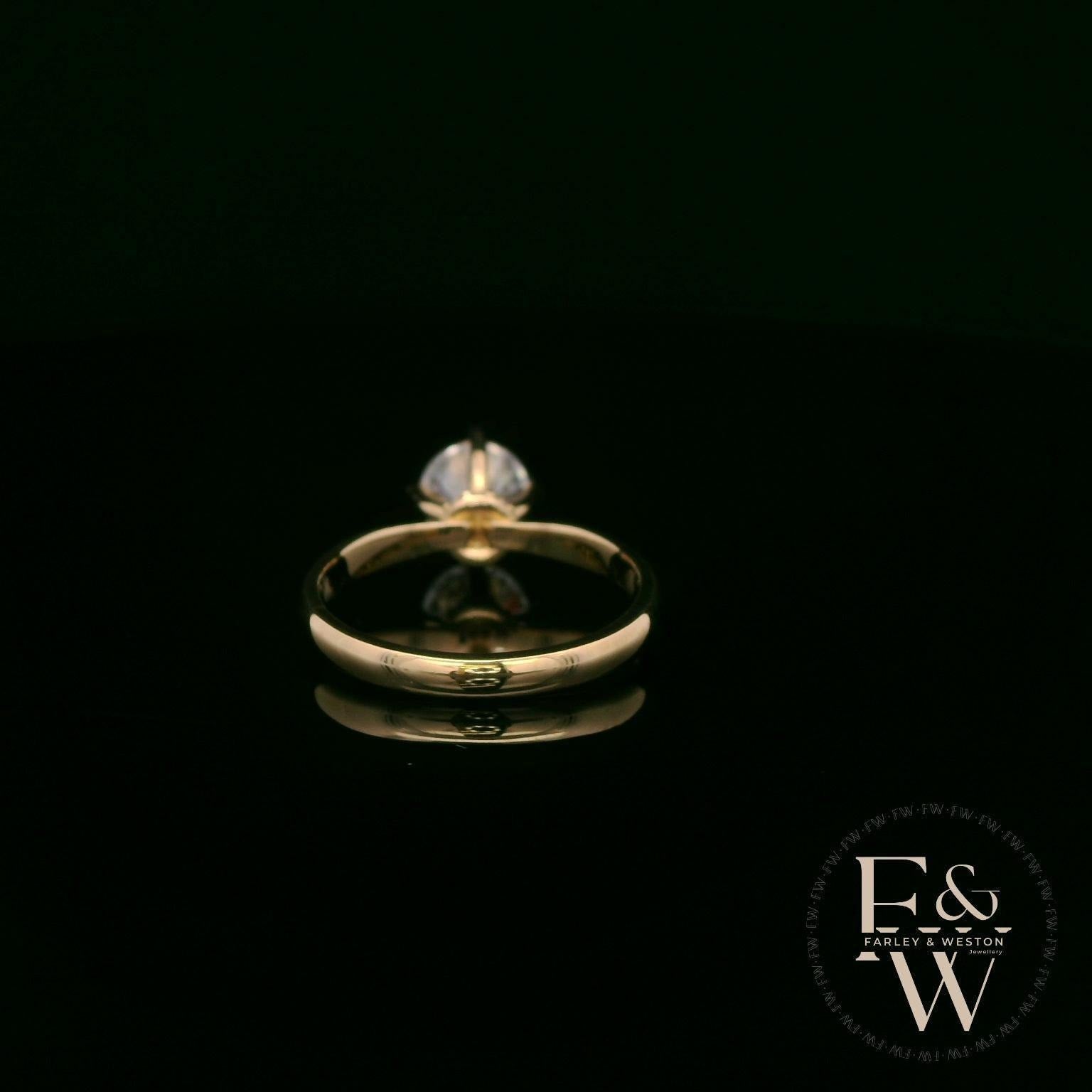 9ct Yellow Gold Lab Grown Diamond Single Stone with Bezel Set Head Ring