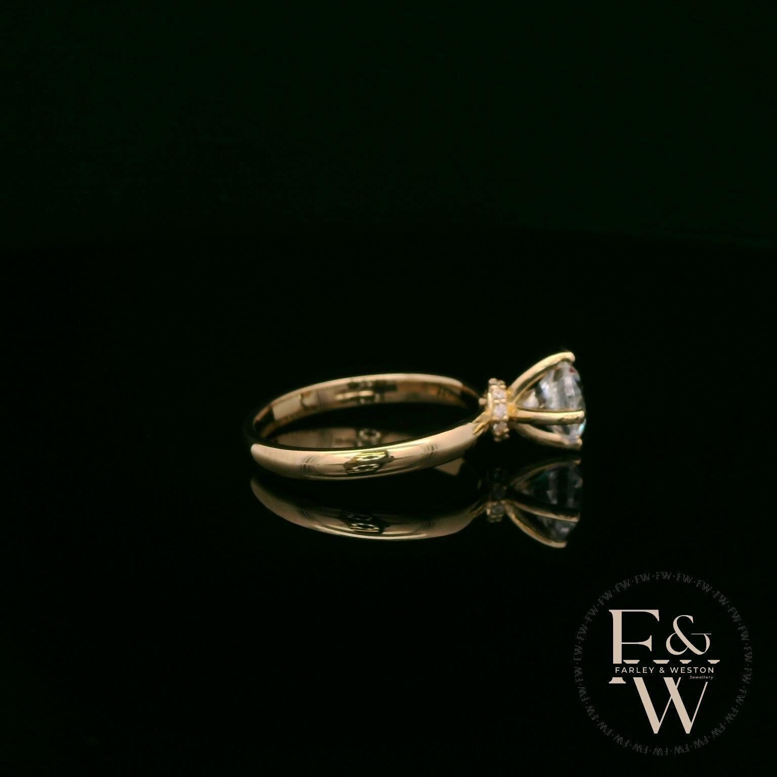 9ct Yellow Gold Lab Grown Diamond Single Stone with Bezel Set Head Ring