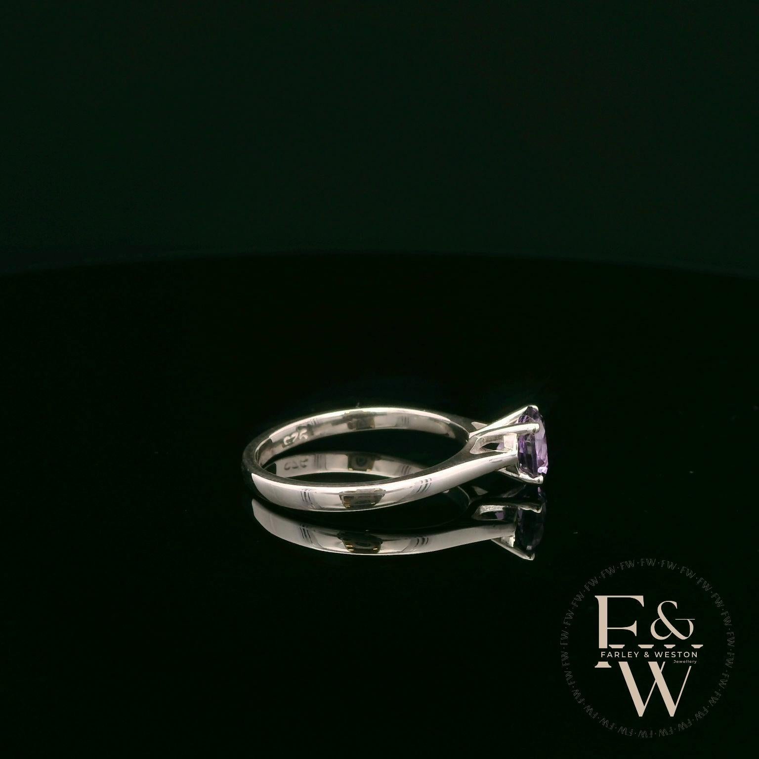 Solitaire Alexandrite & Silver Engagement Ring