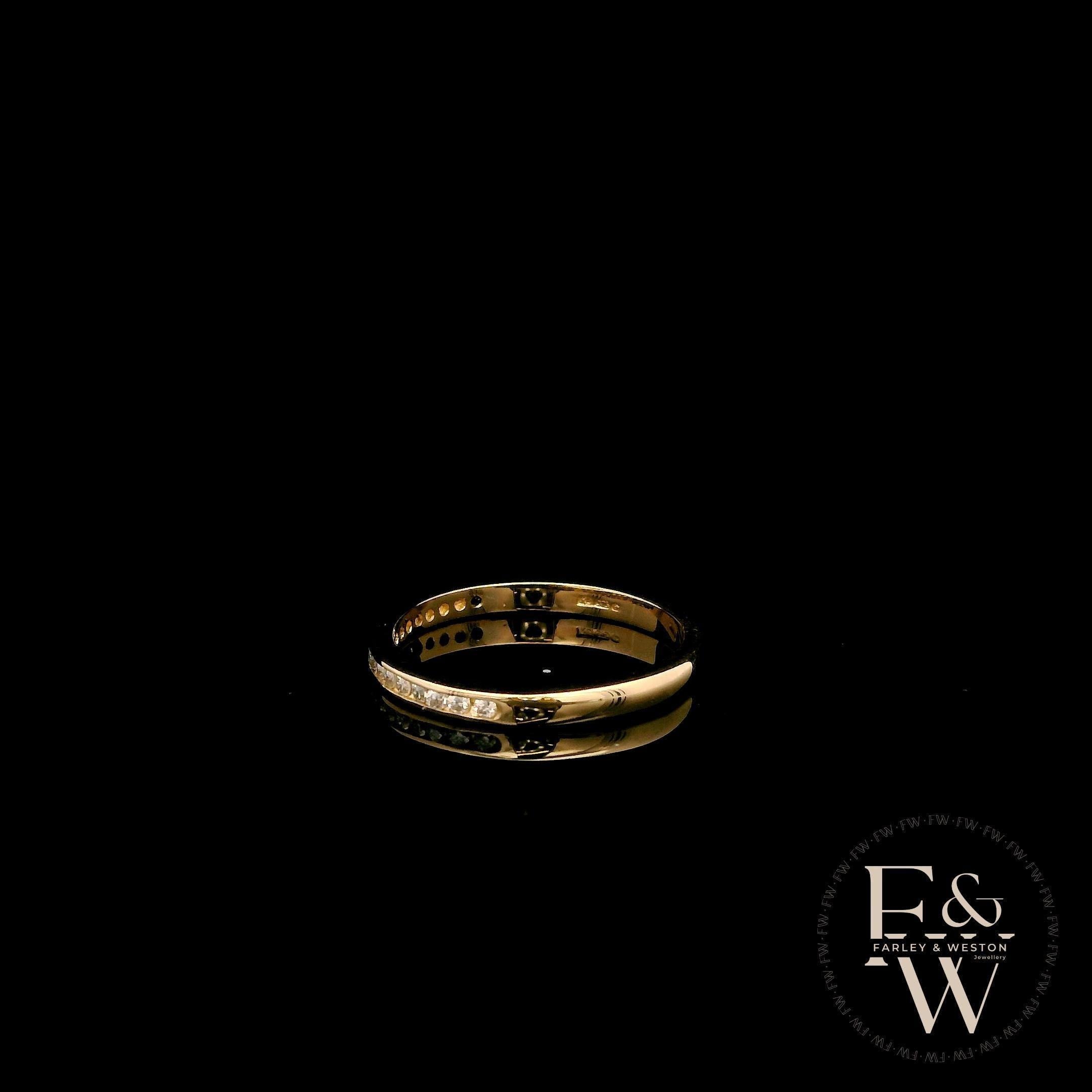 9ct Yellow Gold Channel Set Diamond Half-Eternity Ring