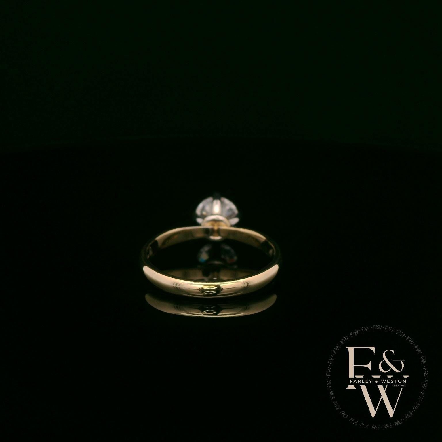 Solitaire Moissanite & 9ct Yellow Gold Engagement Ring