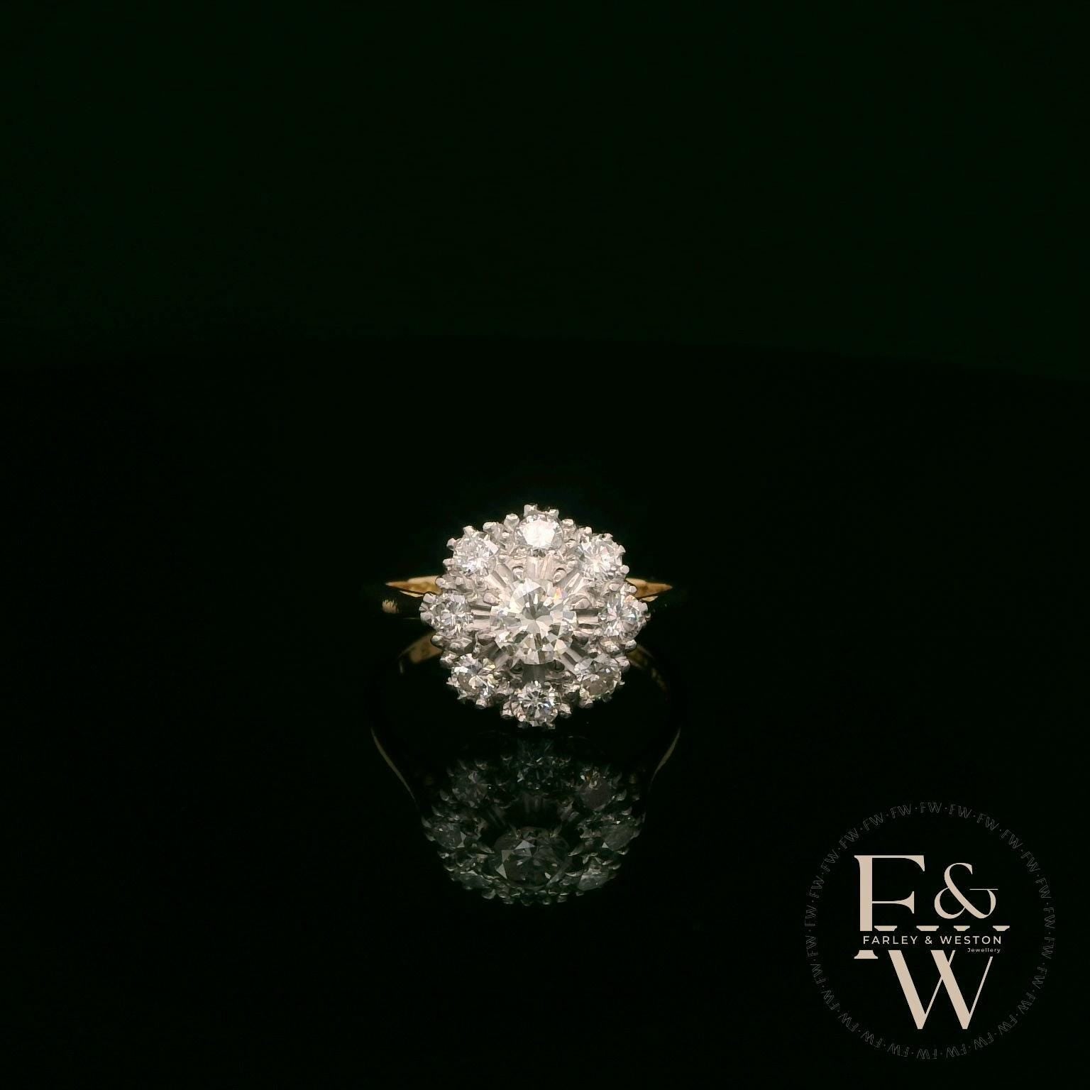18ct White & Yellow Gold Round-Cut Floral Design Diamond Ring