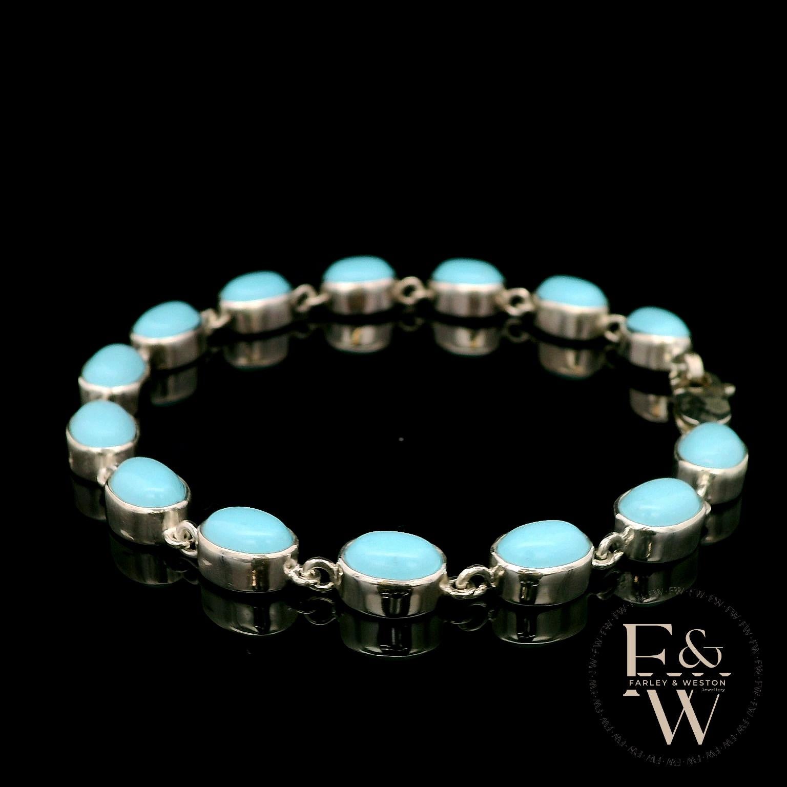 Sterling Silver Oval Turquoise Bracelet
