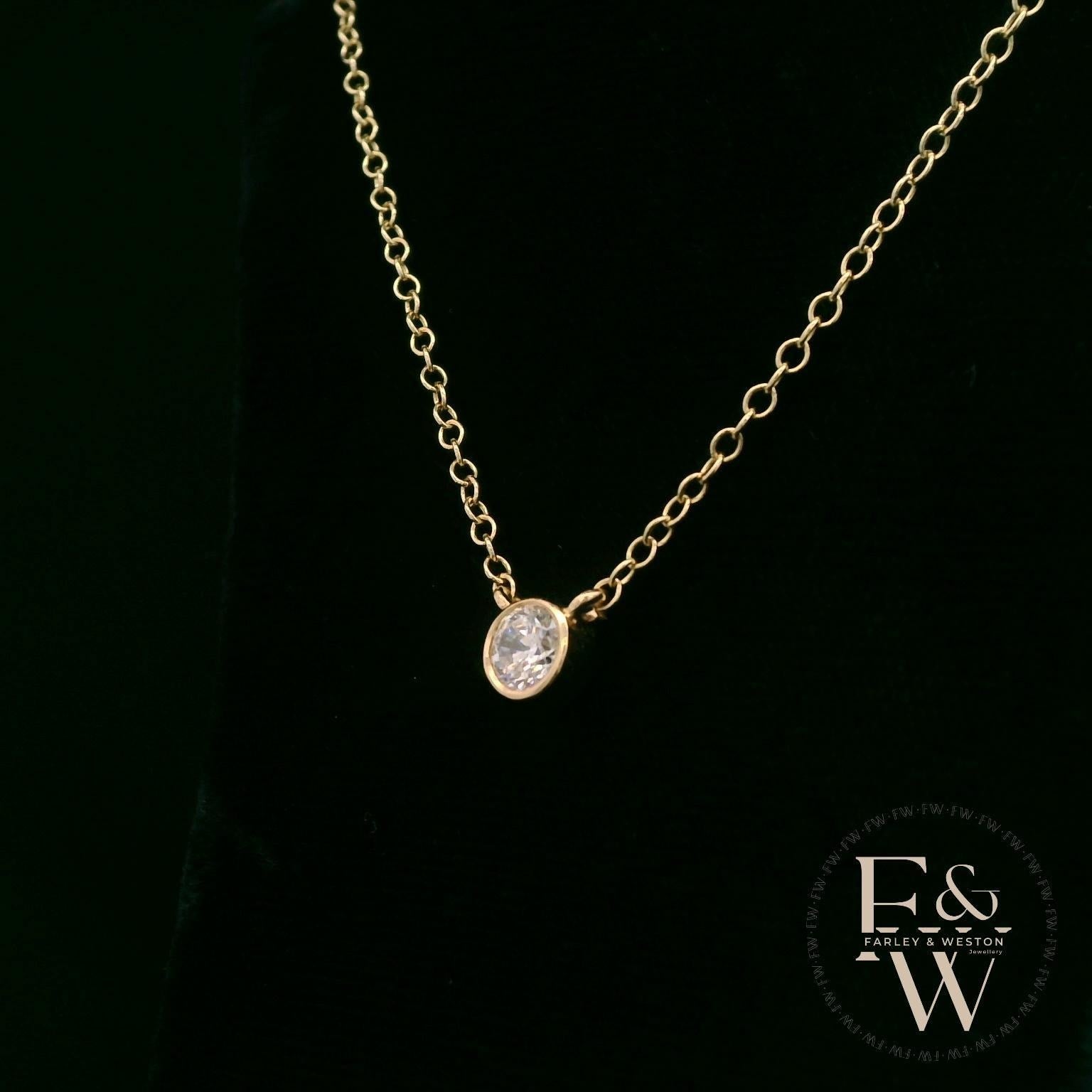 9ct Yellow Gold Single Stone Lab-Grown Diamond Necklace