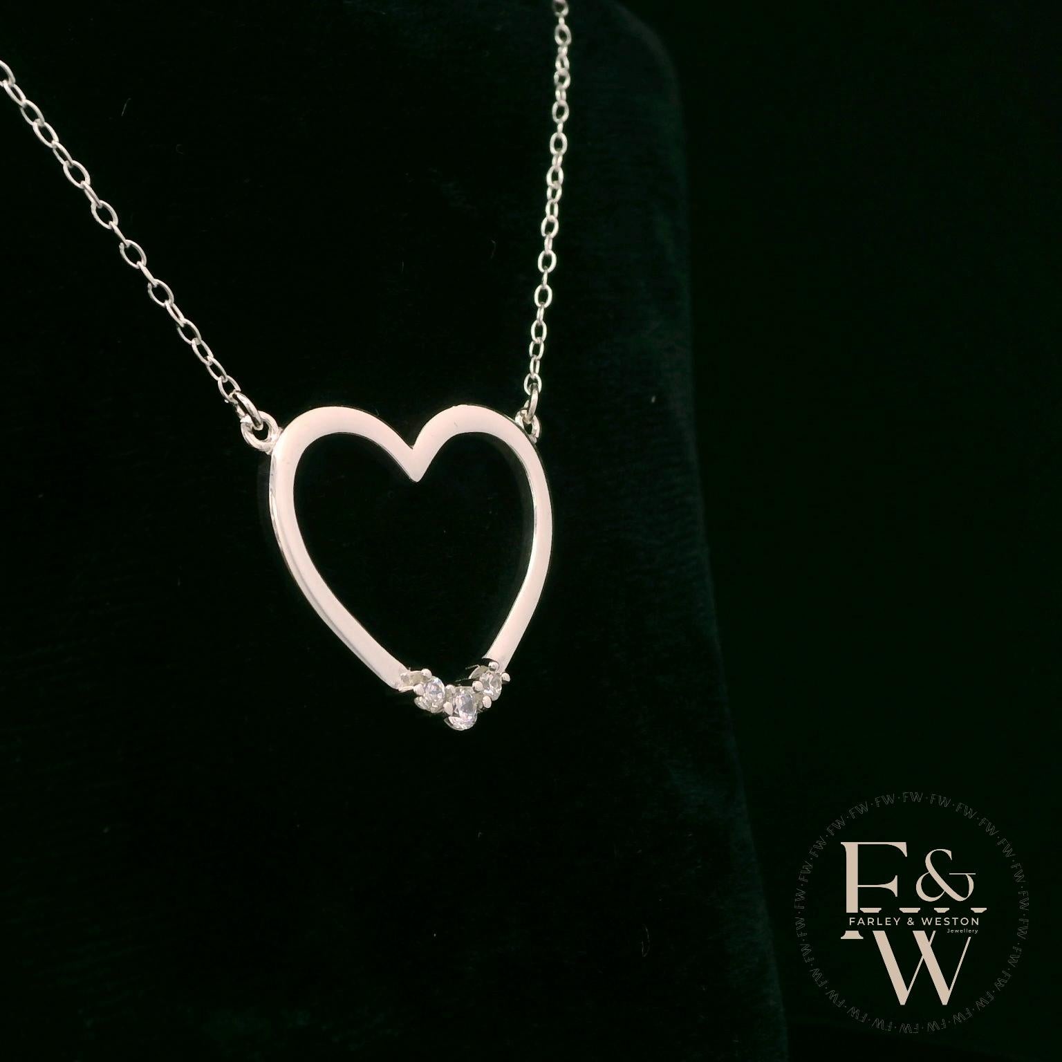 Sterling Silver White Moissanite Heart Necklace