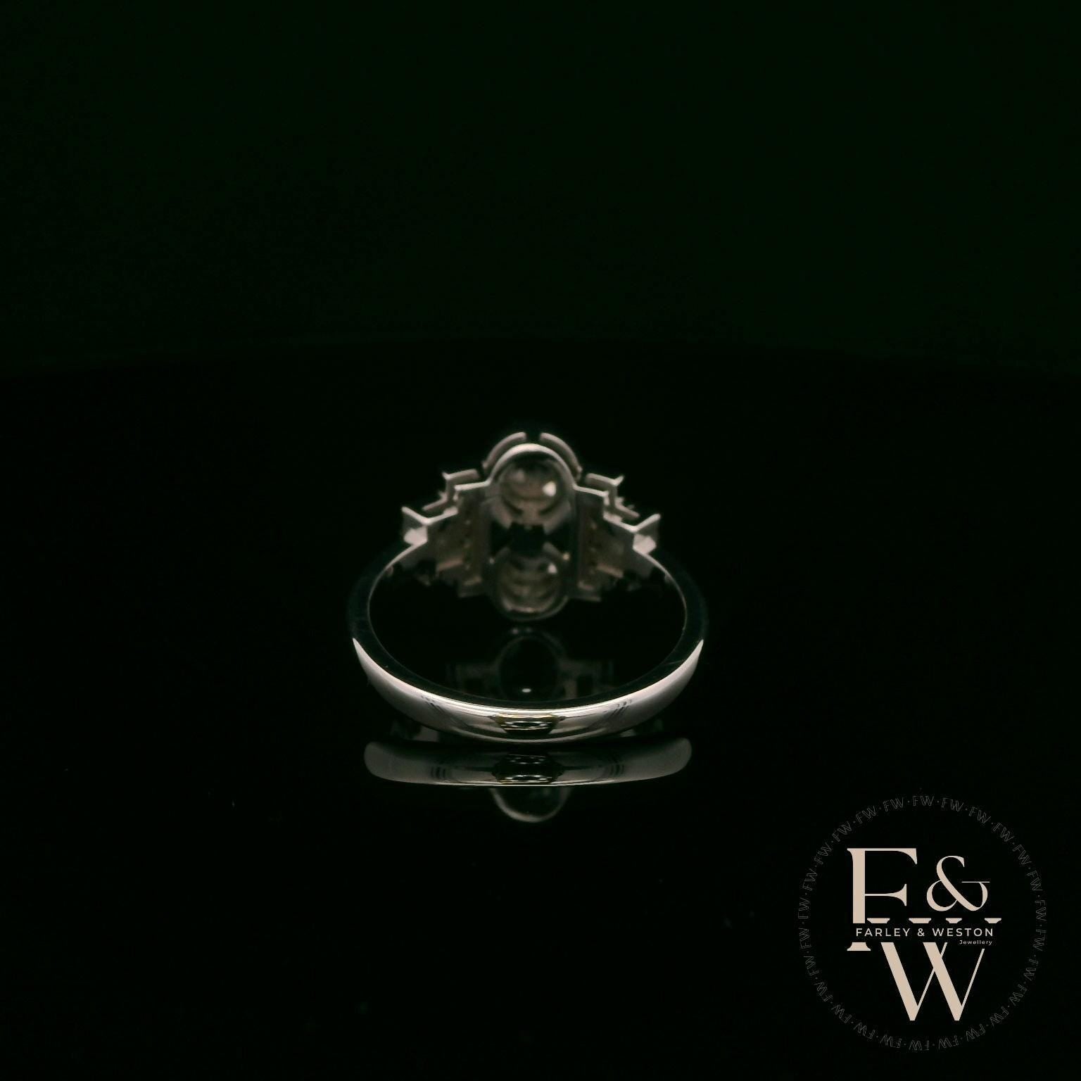 18ct White Gold Double Diamond Art Deco Ring