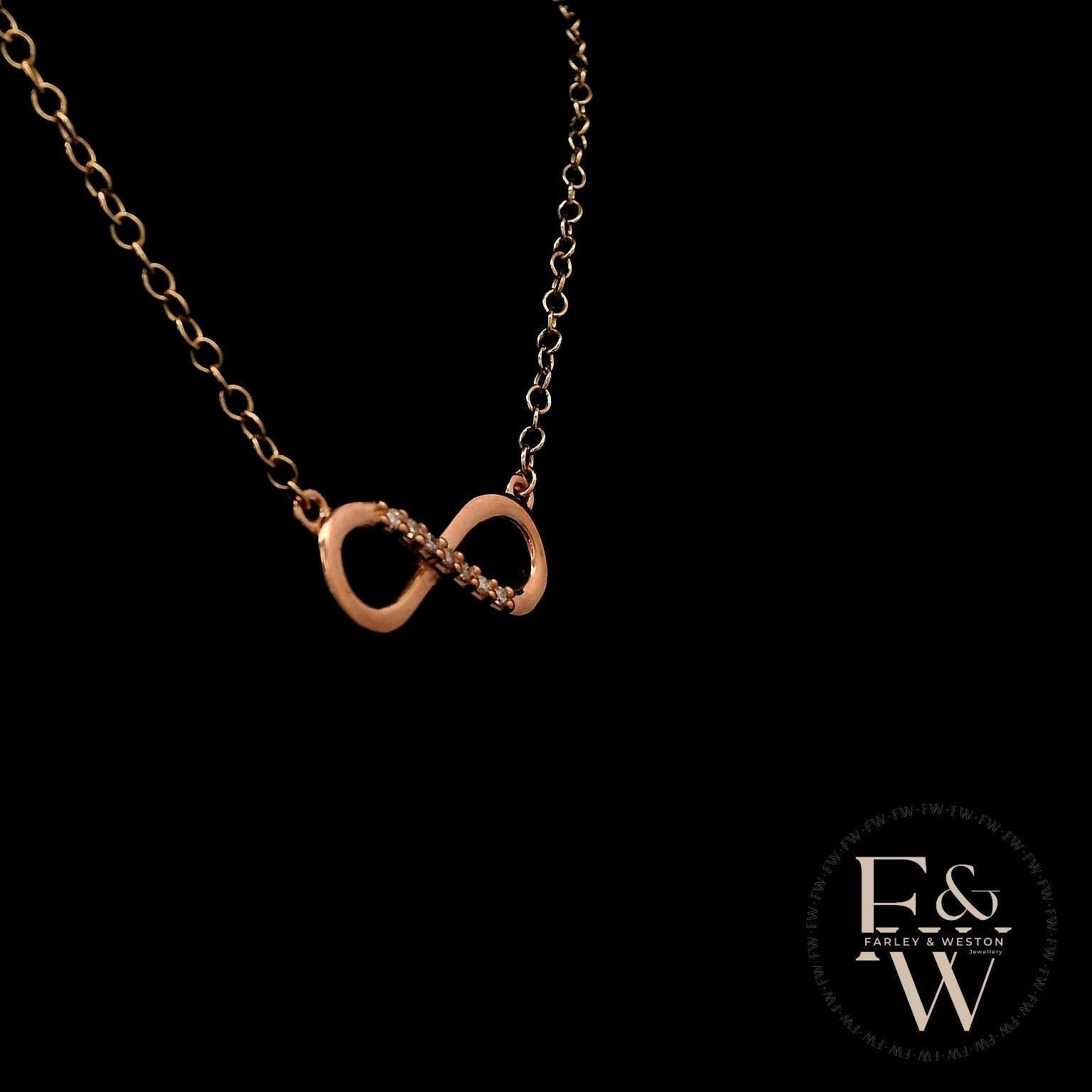 9ct Rose Gold Infinity Moissanite Pendant
