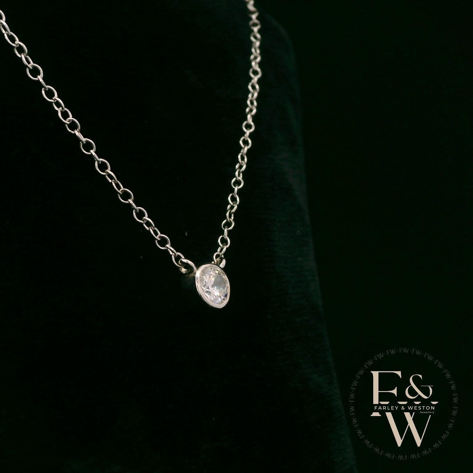 9ct White Gold Single Stone Diamond Necklace