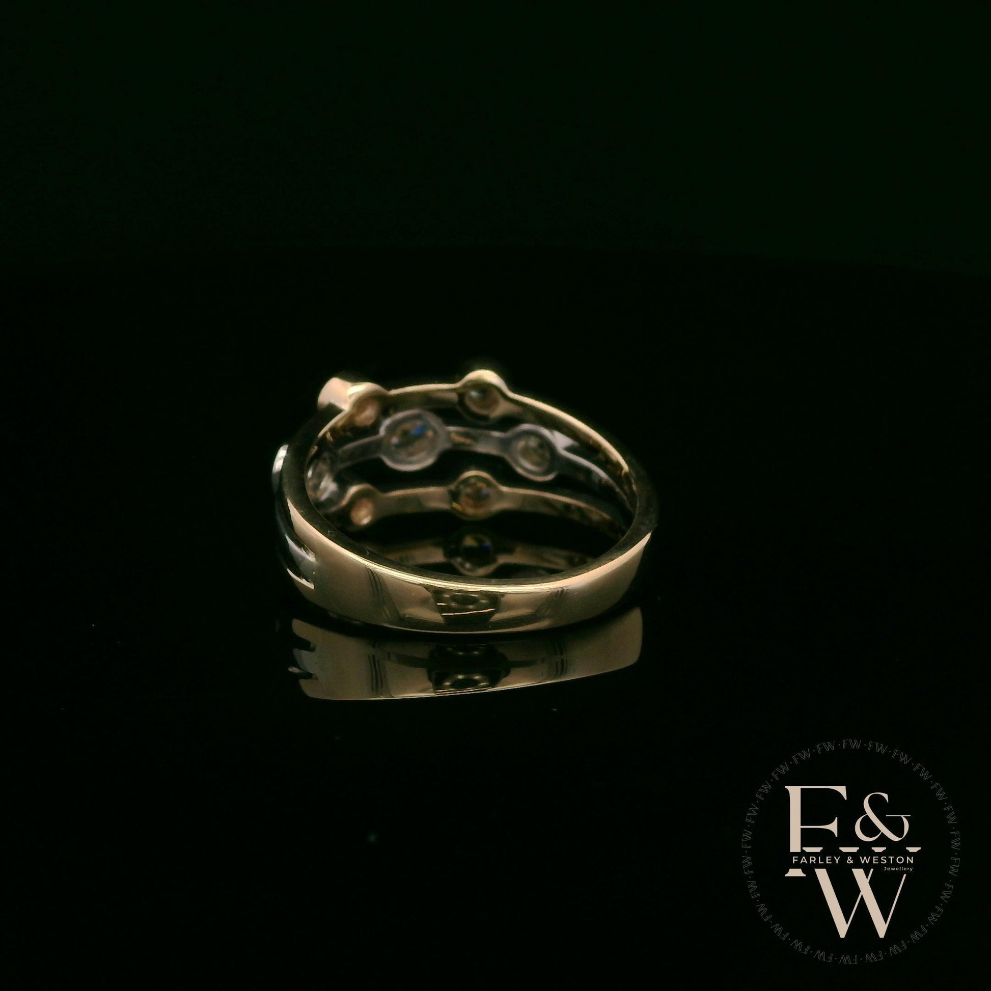 Diamond Unique 9ct Yellow and White Gold Raindance Ring