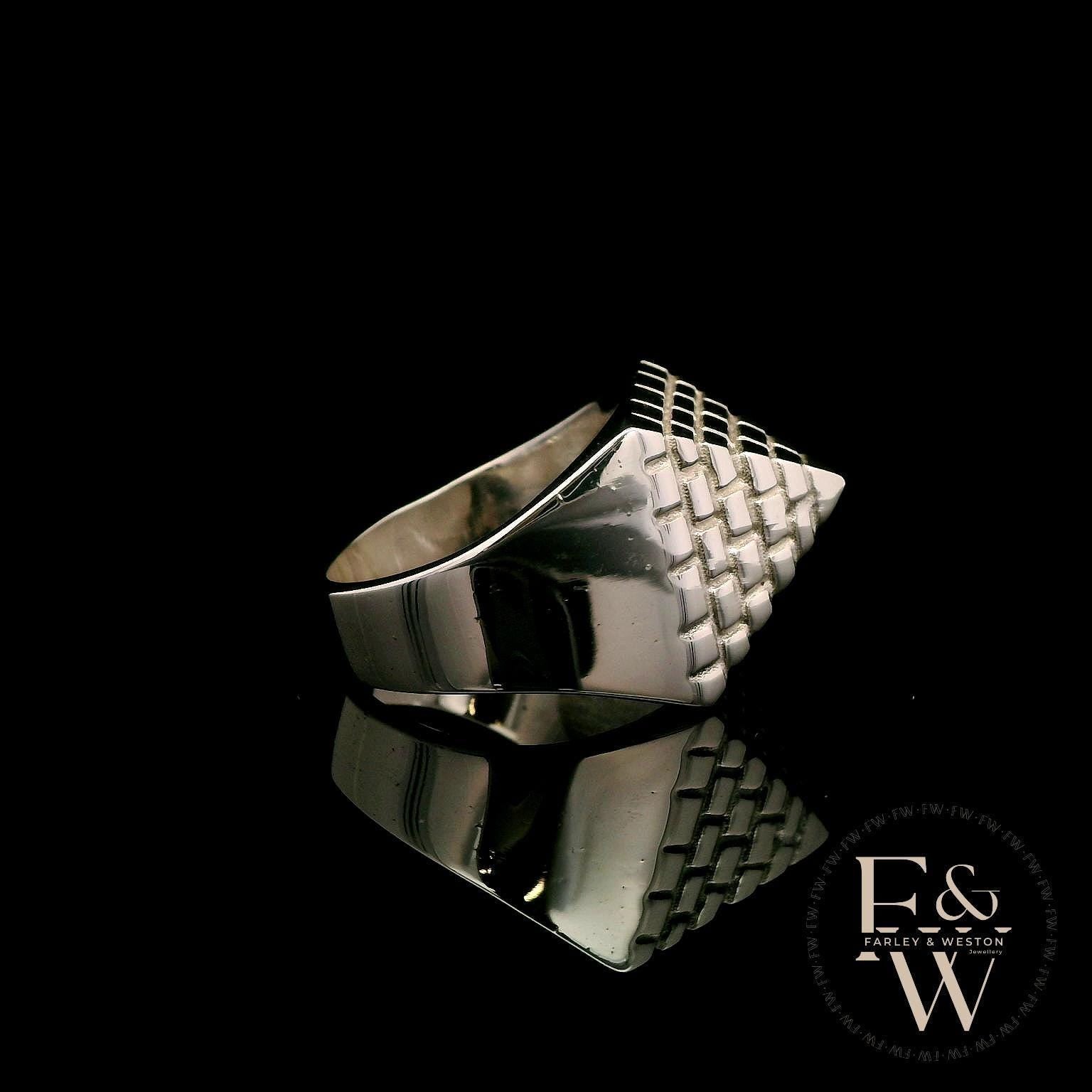 Heavy Silver Textured Pyramid Ring