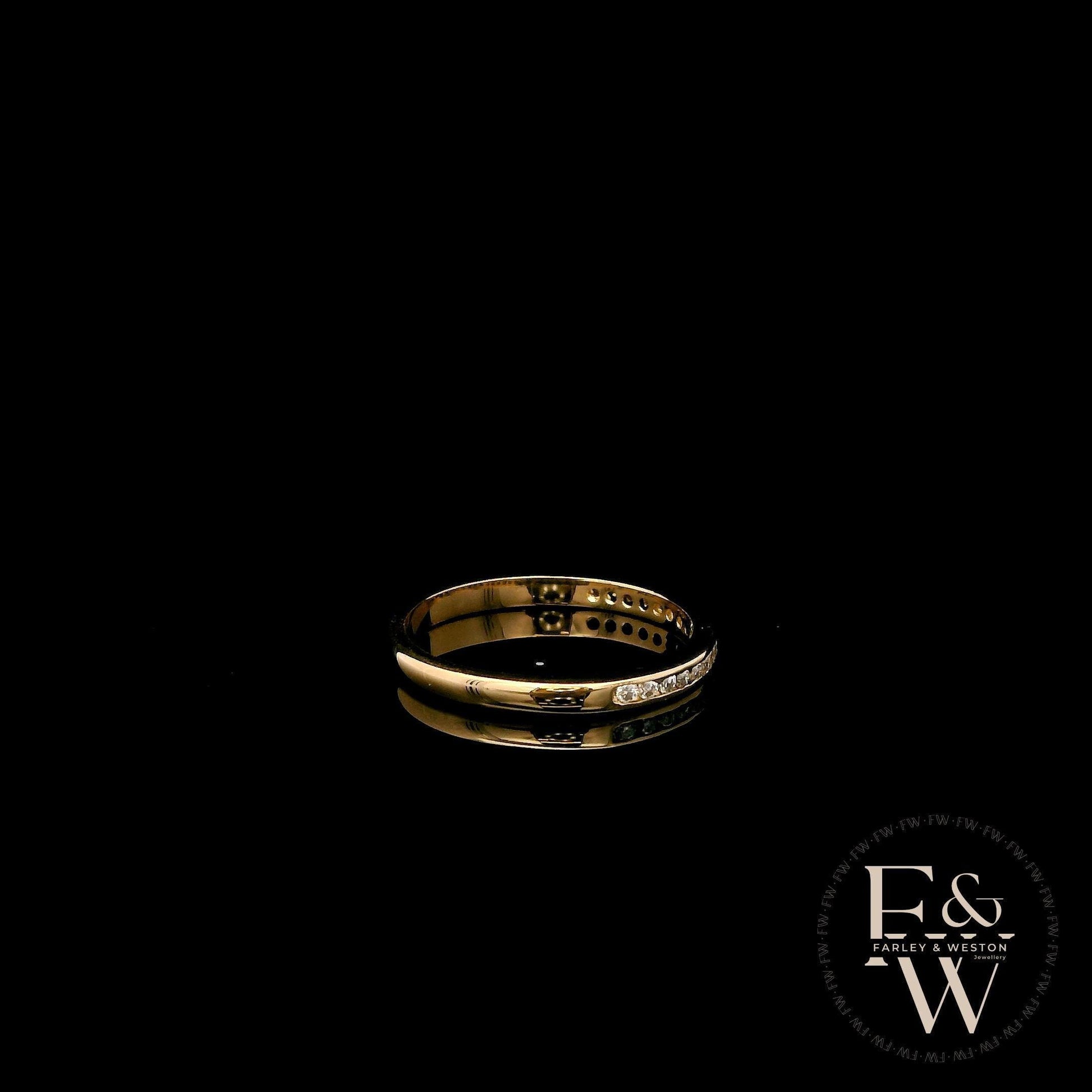 9ct Yellow Gold Channel Set Diamond Half-Eternity Ring