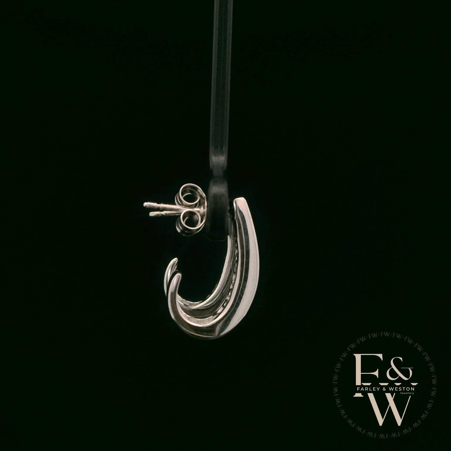 9ct White Gold & Round-Cut Diamond Earrings