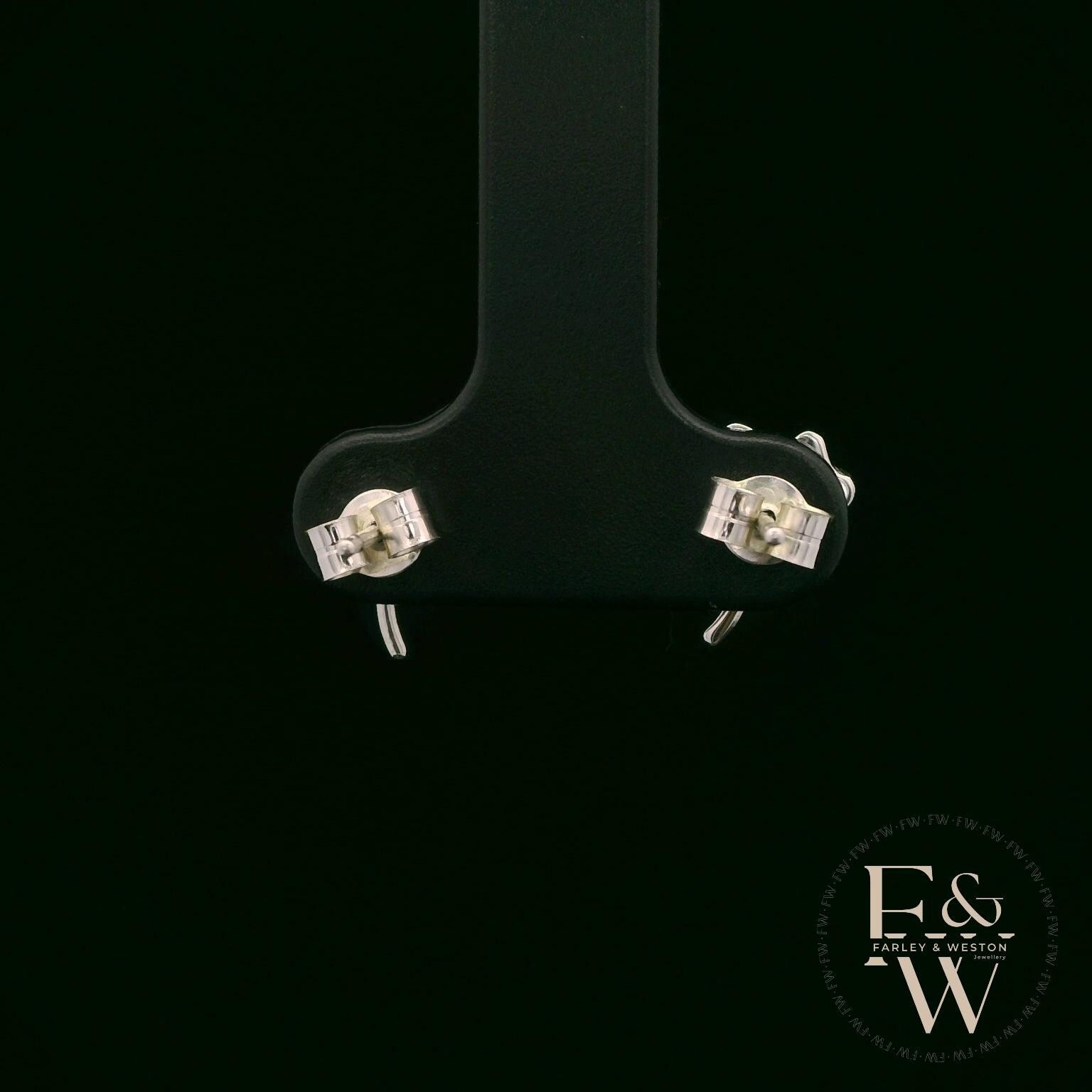 4 Leaf Clover 9ct White Gold Studs