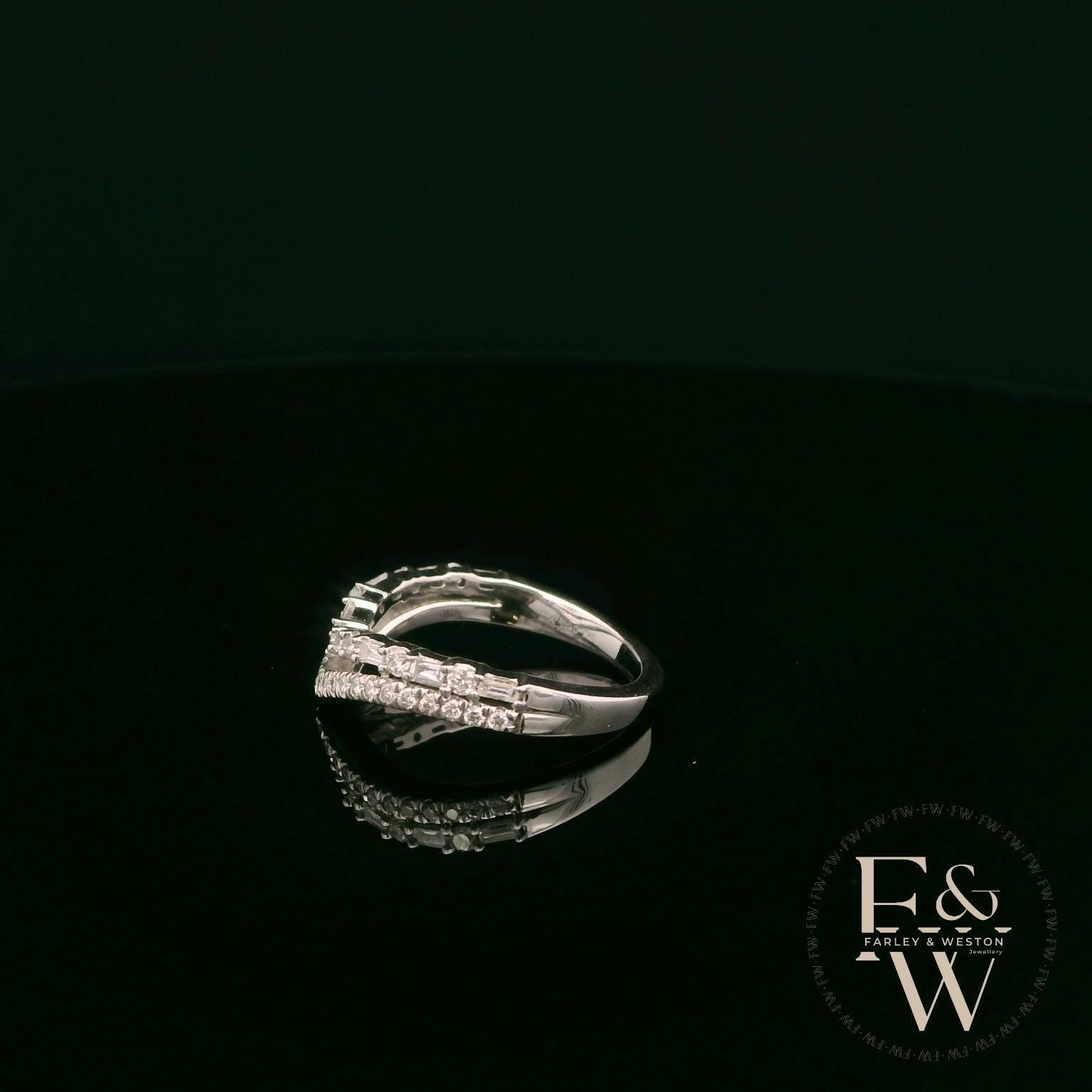 18ct White Gold Baguette-Cut Diamond Band Ring