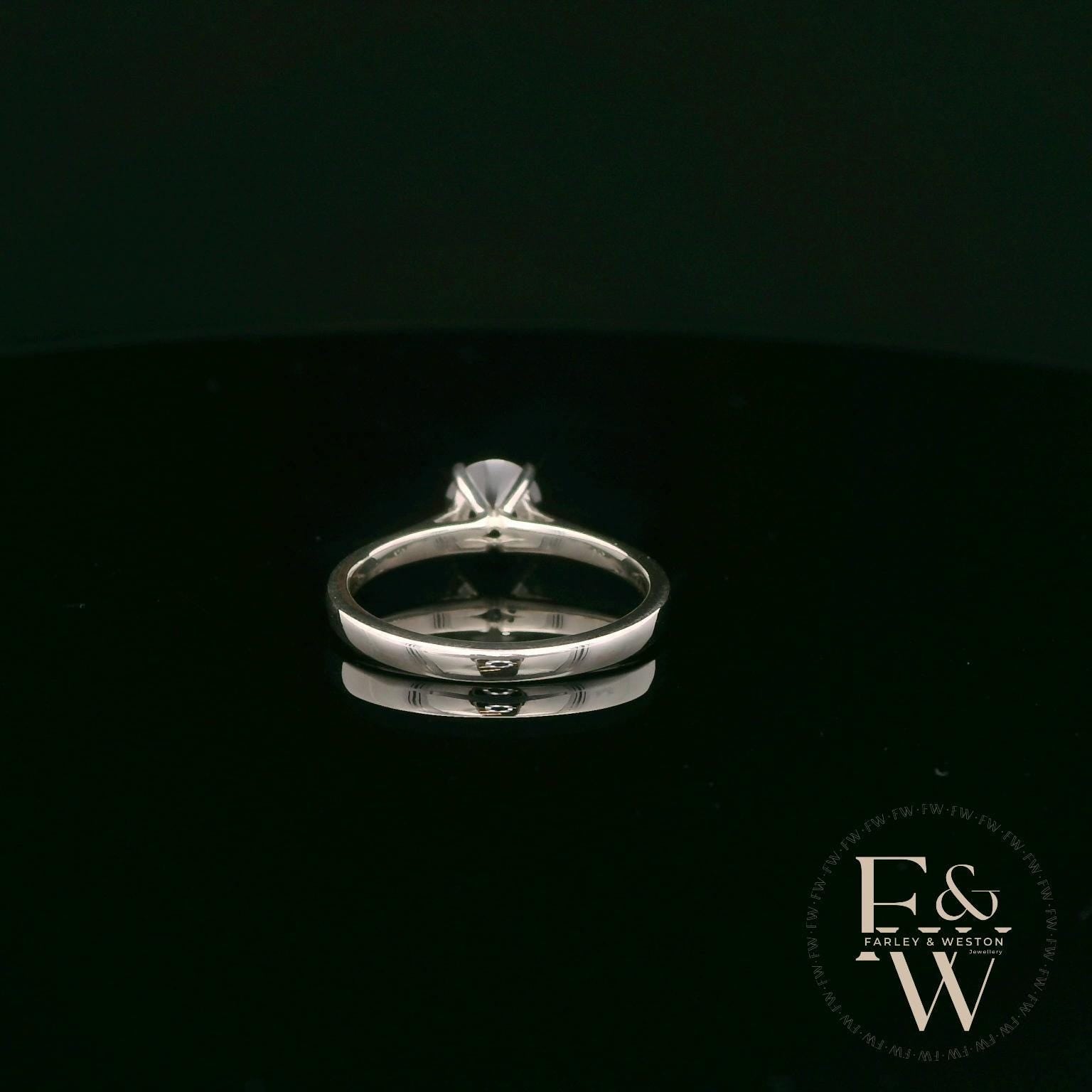 Solitaire Black CZ & Silver Engagement Ring